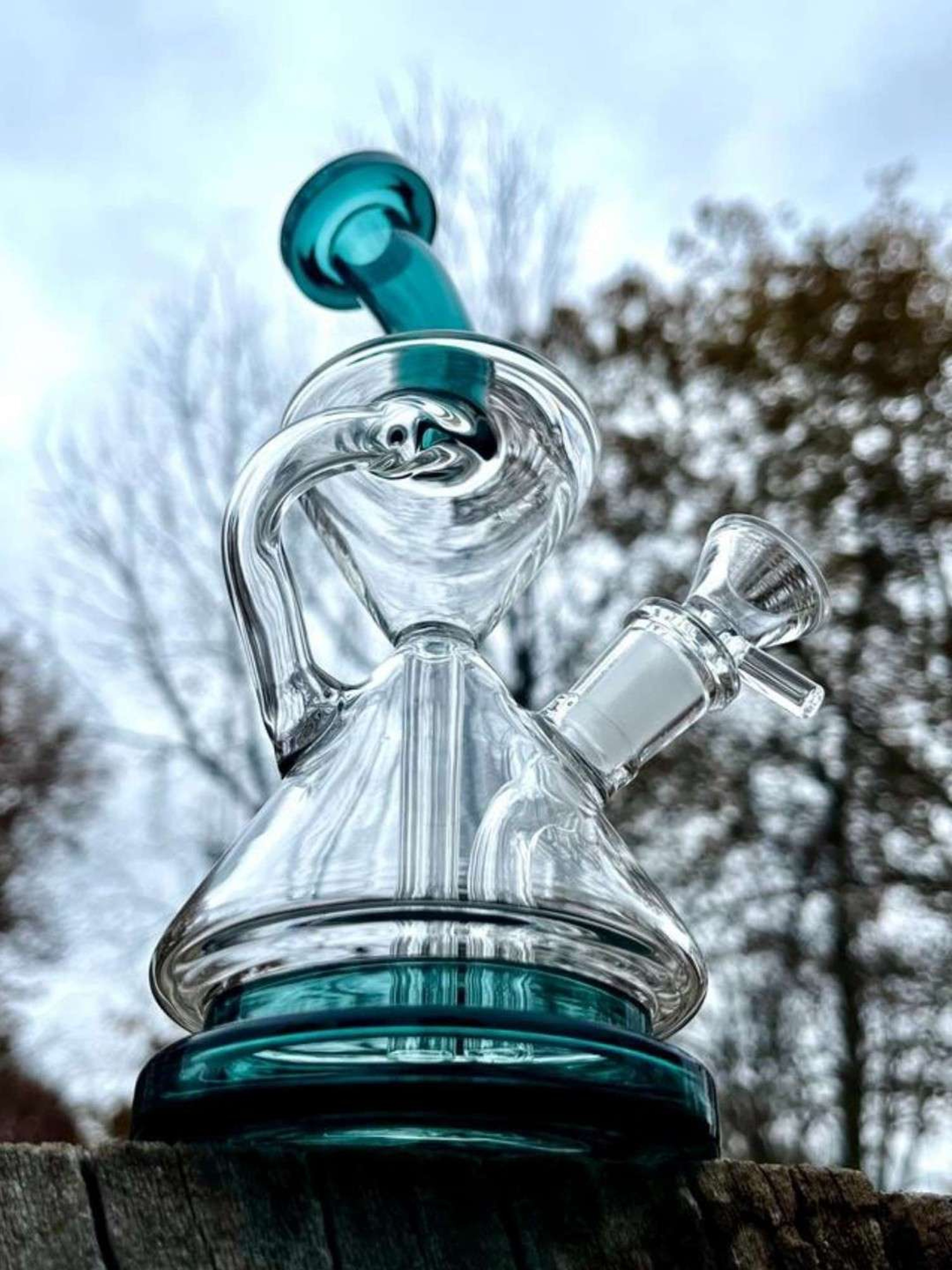 8" Cool Inline Recycler Dab Rig image 0