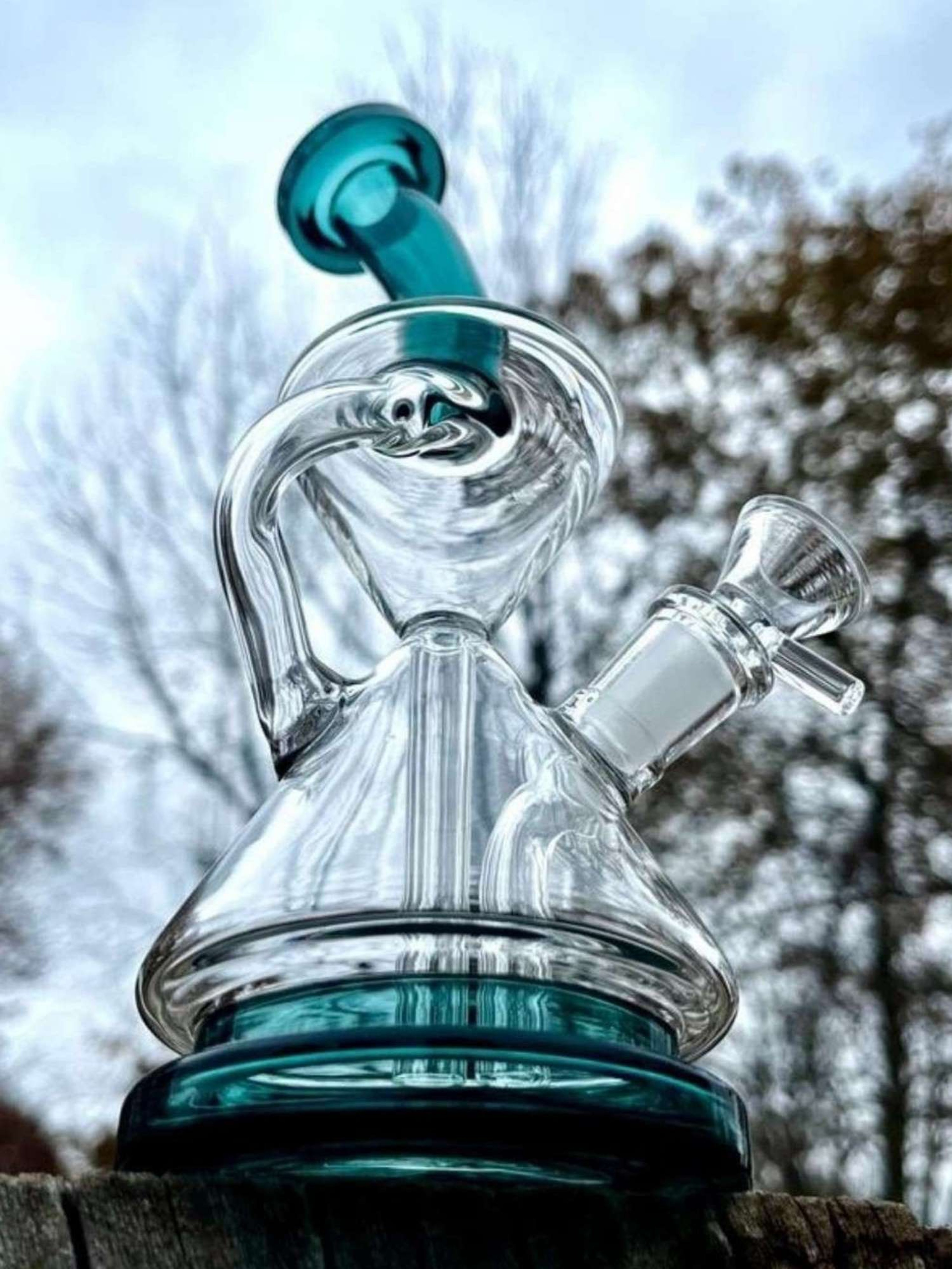 8" Cool Inline Recycler Dab Rig image 0