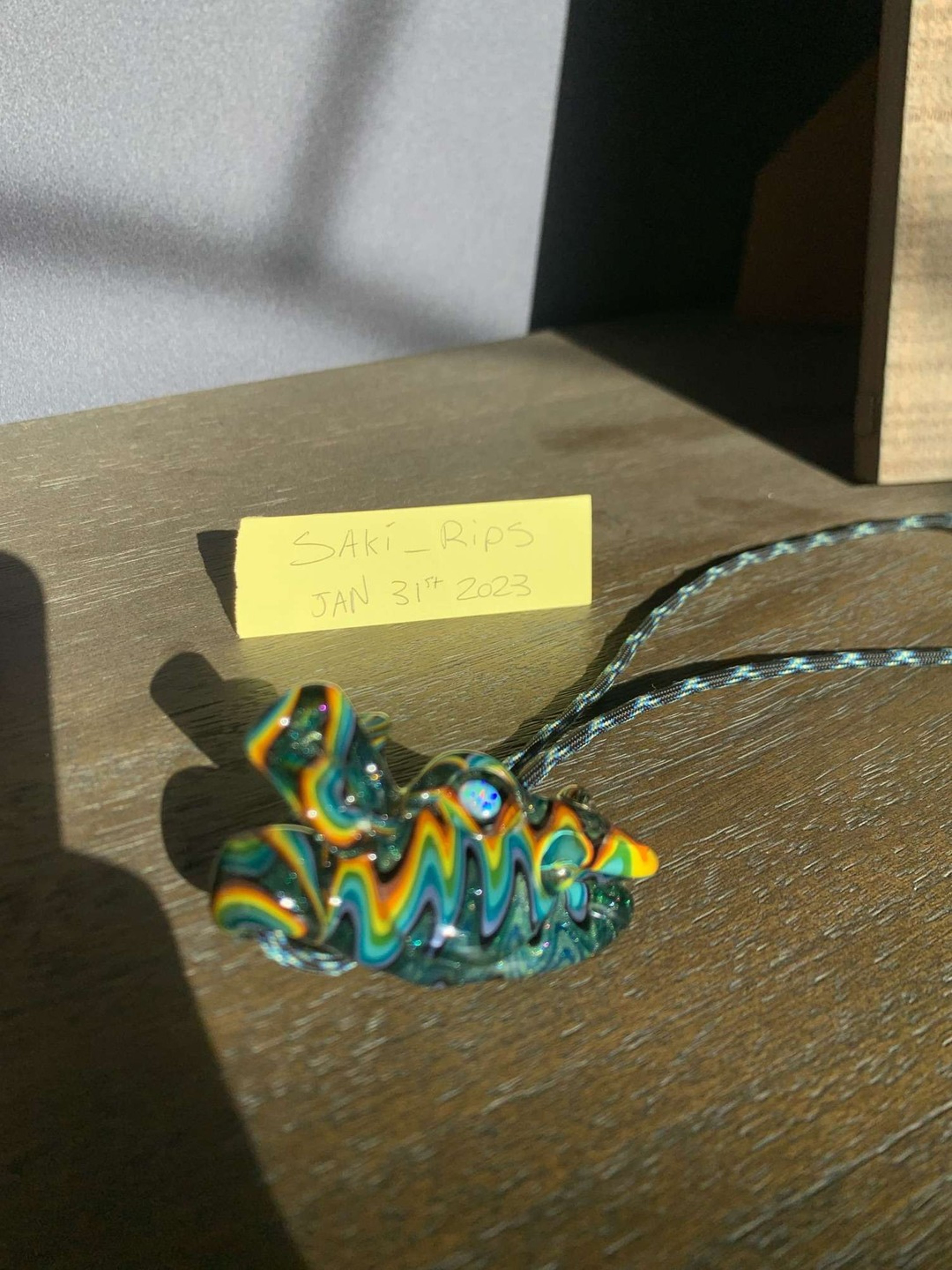 Worked Giraffe head pendant🌈🦒 (W/encased RBG opal eye) image 0