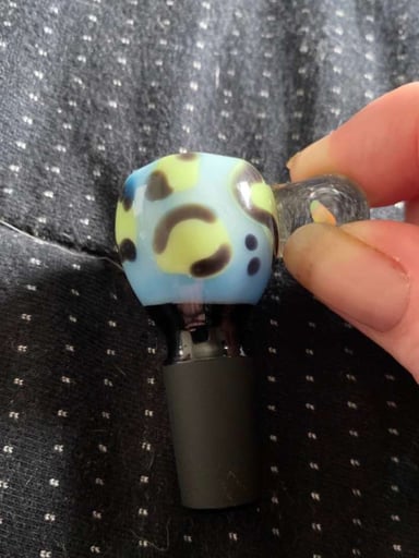 Preview pic of Adventuresinglassblowing blue 14mm cheetah leopard print slide