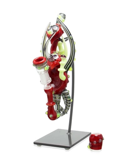 Preview pic of Lay Z Glass - Hanging Bubbler - Elvis Red & Slyme