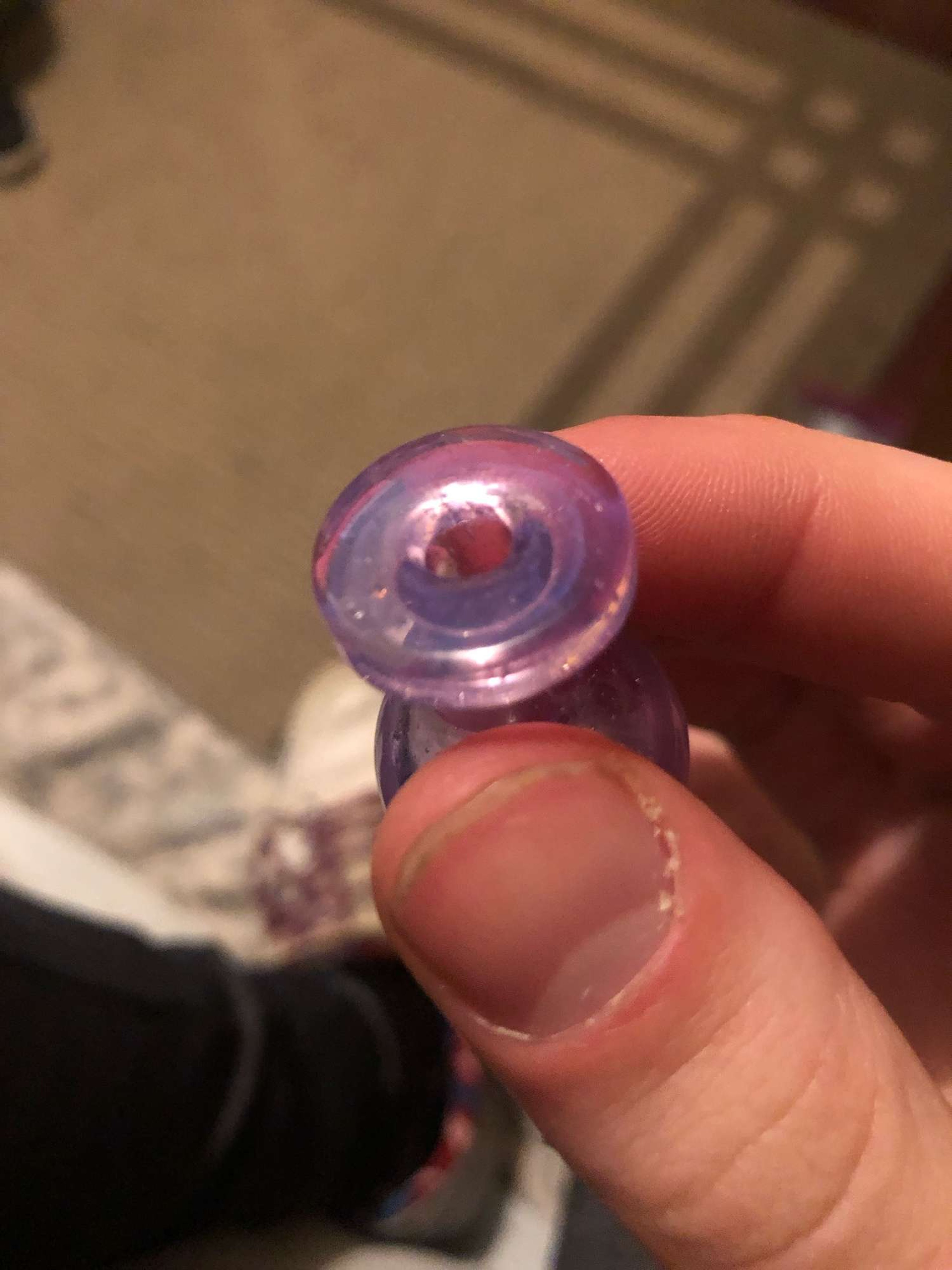 Zombie hand glass- purple lollipop cap: posted for buyer image 0