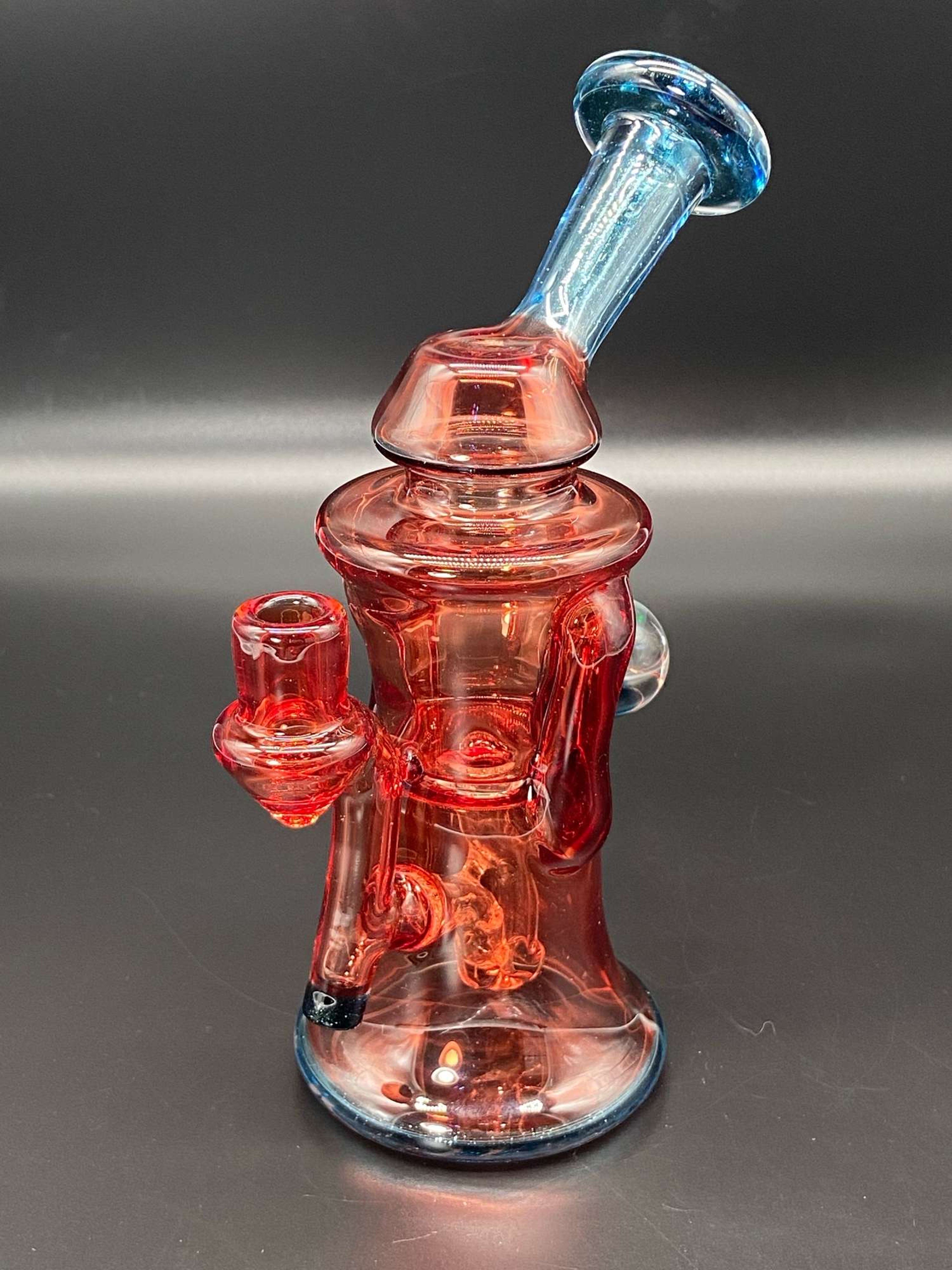 Djinn Glass Pomegranate, Blue Stardust Gill Recycler with Opal image 0