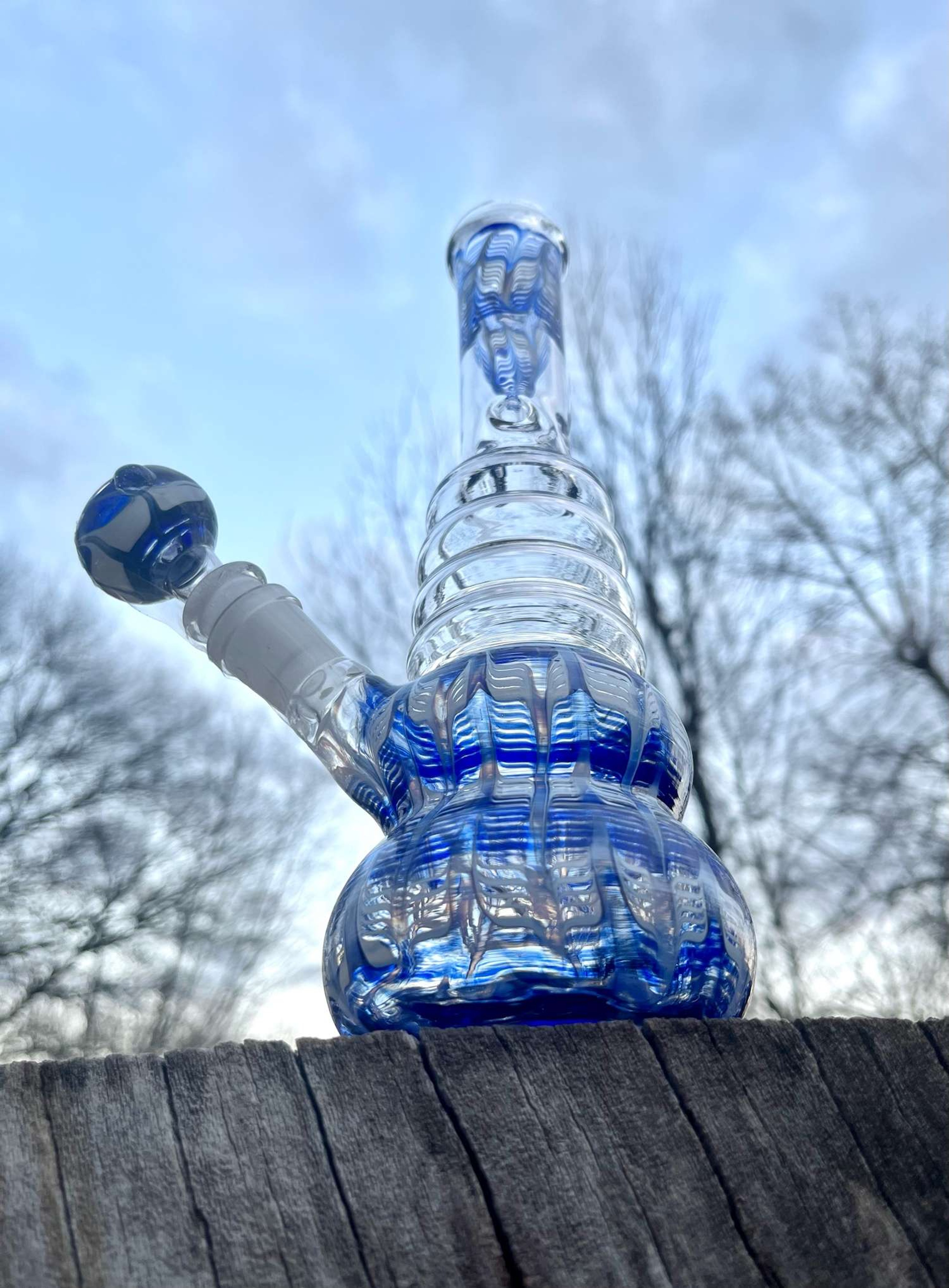 10” blue Glass Bong rig image 0