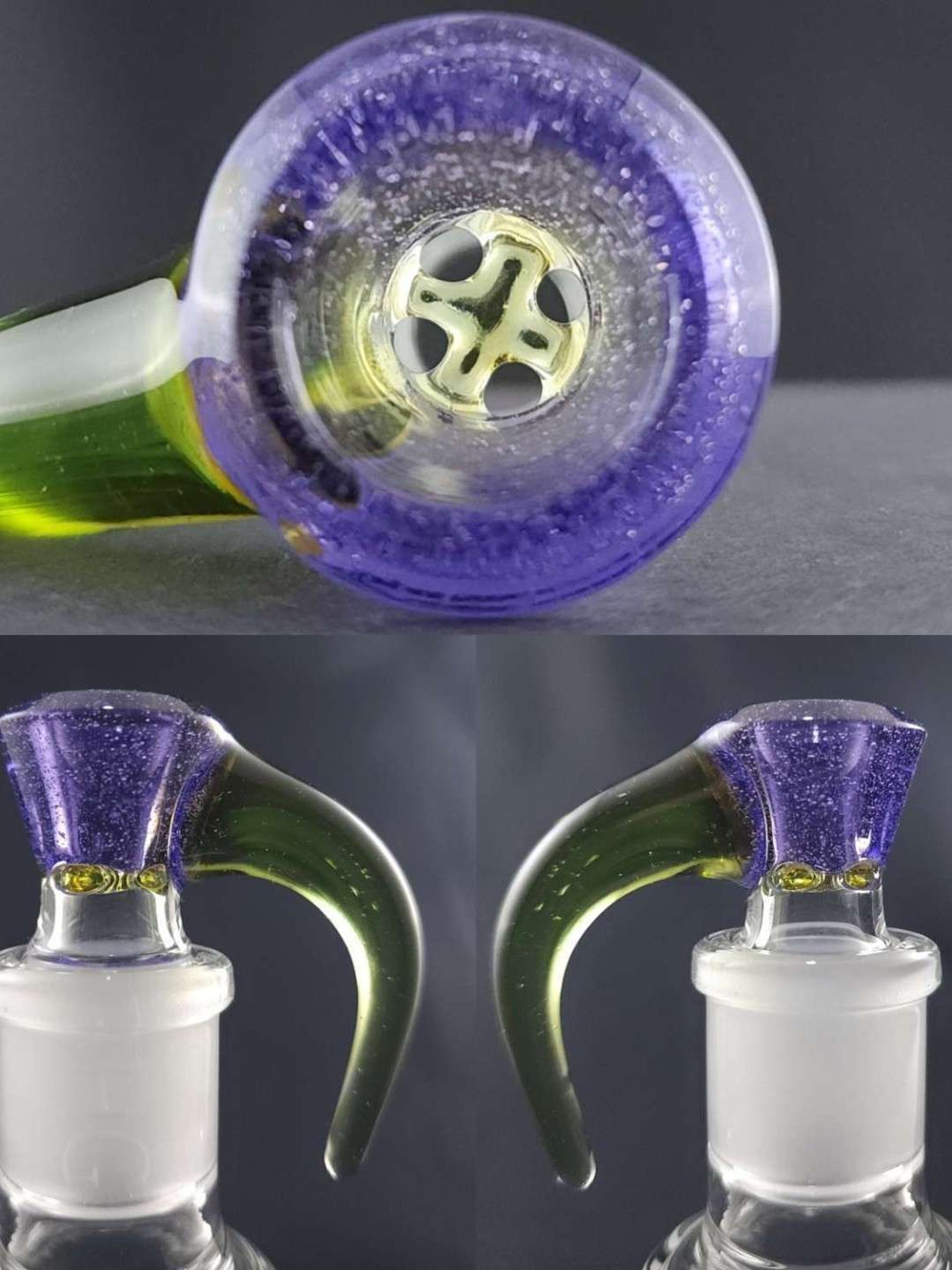 18 mm 4 hole Purple lollipop & exp Greasy Green image 0