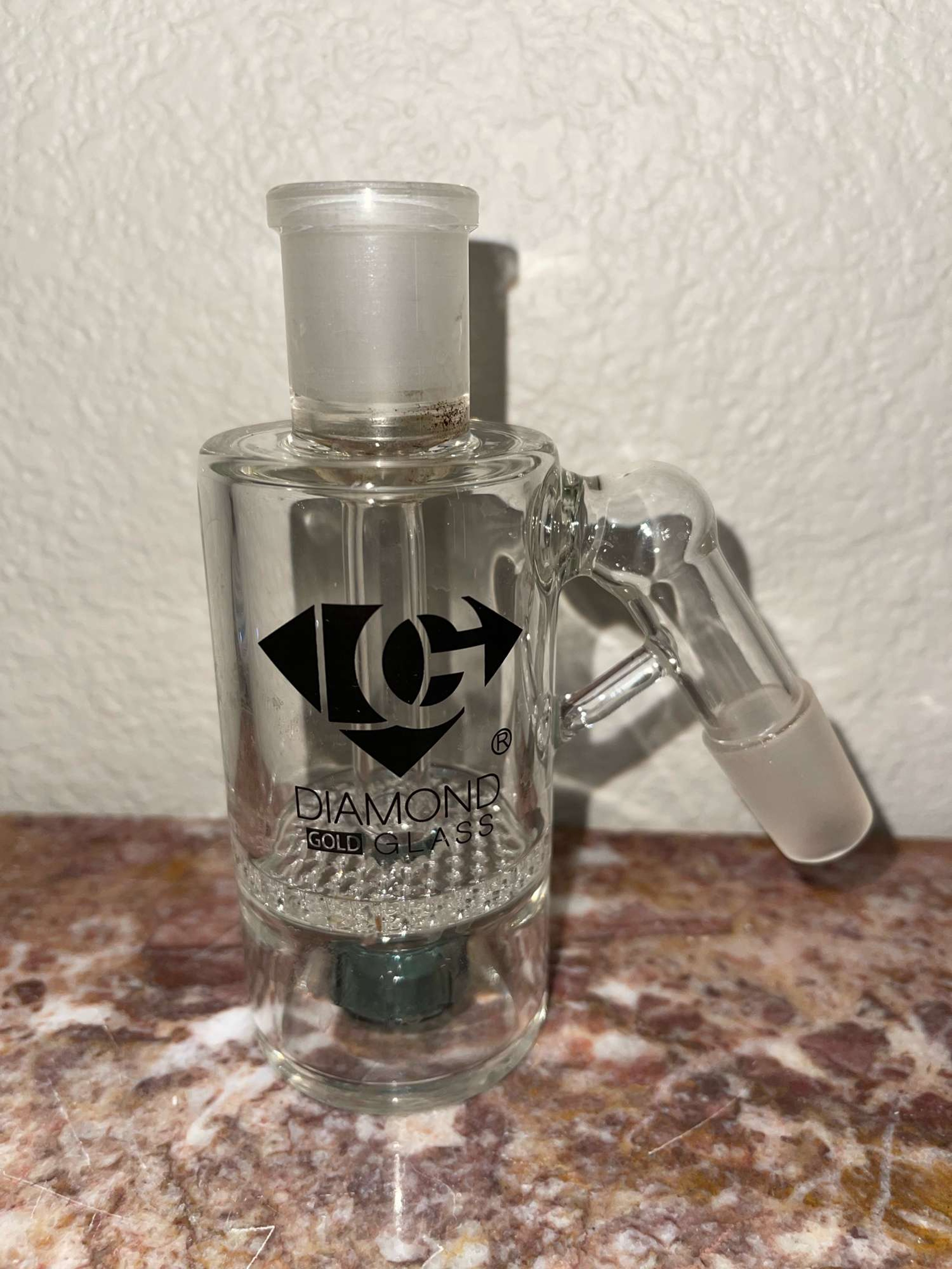 Preview pic of 18MM 45° Ash Catcher AC 💎 Diamond Gold Glass