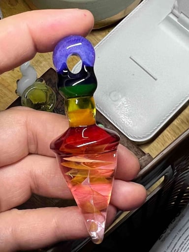 Preview pic of Rainbow and gold fumed pendant