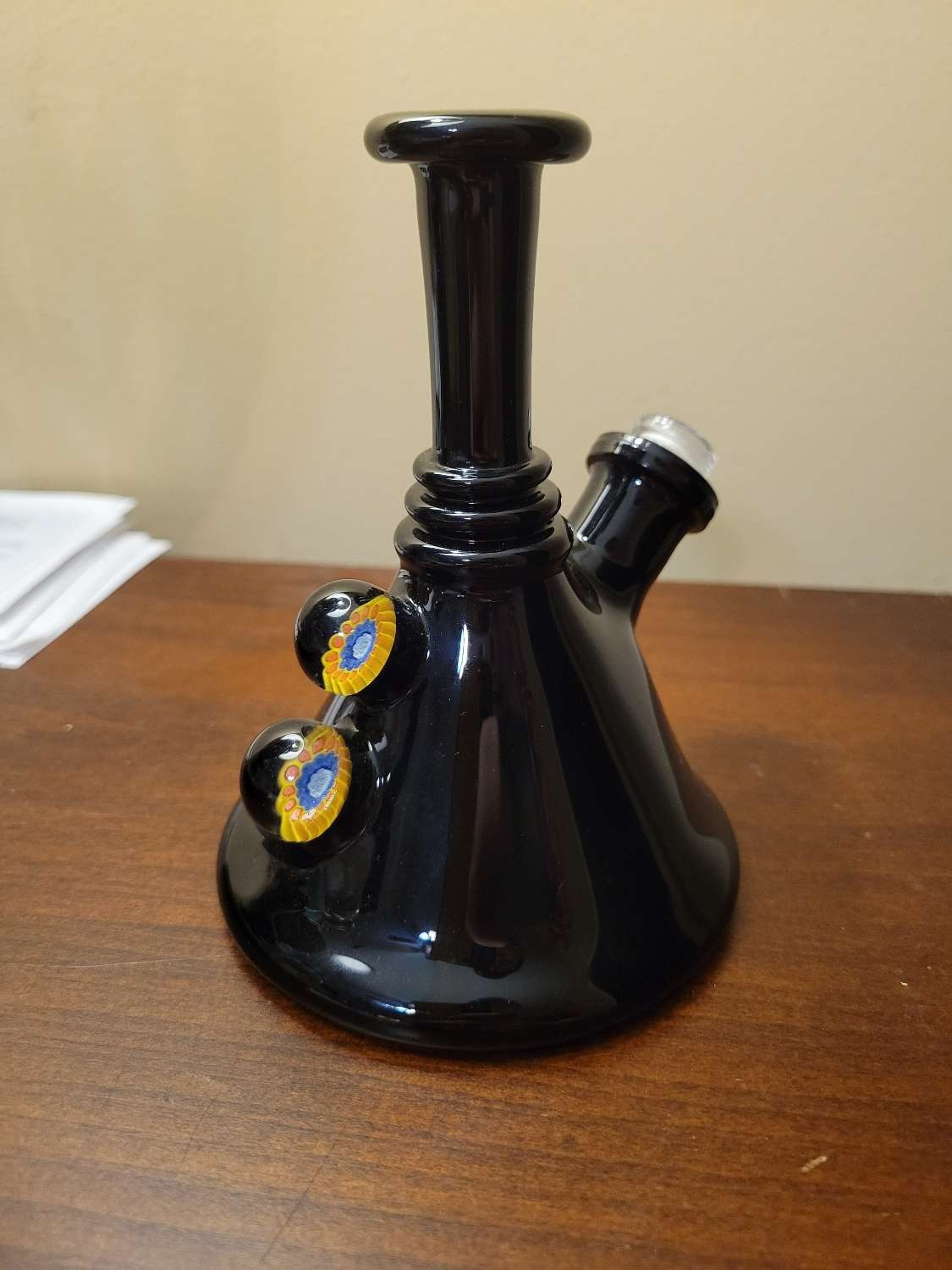 Preview pic of Dark Blue Heady Floral Rig by Nitro Glass