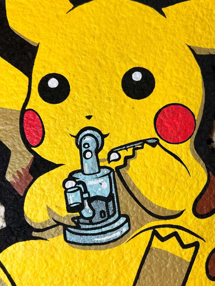pikachu smoking a cigarette Weed Enamel Pin - Pokemon Bong Pin Pikachu mood mat | Shop