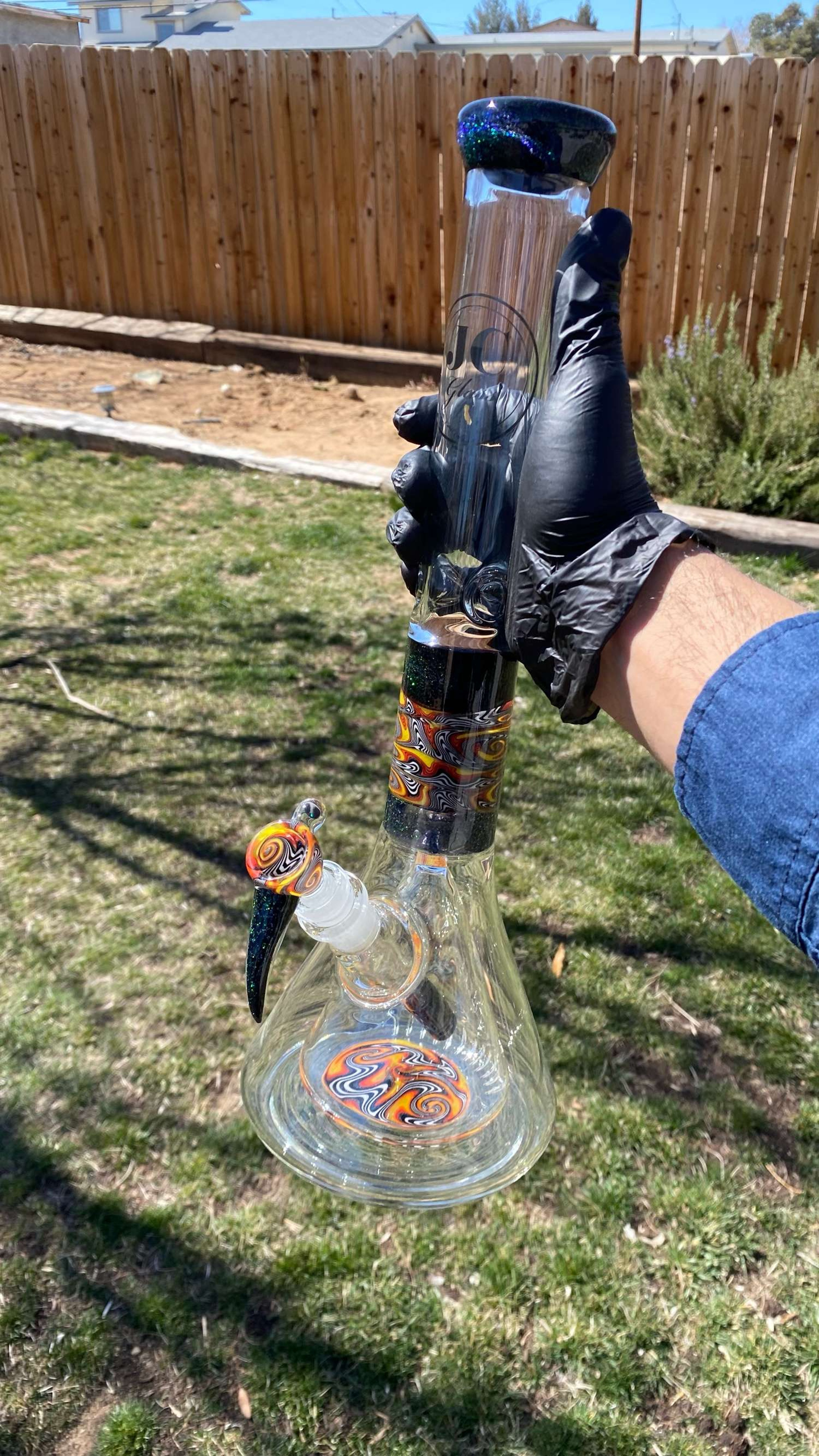 17” JC GLASS worked Beaker image 0