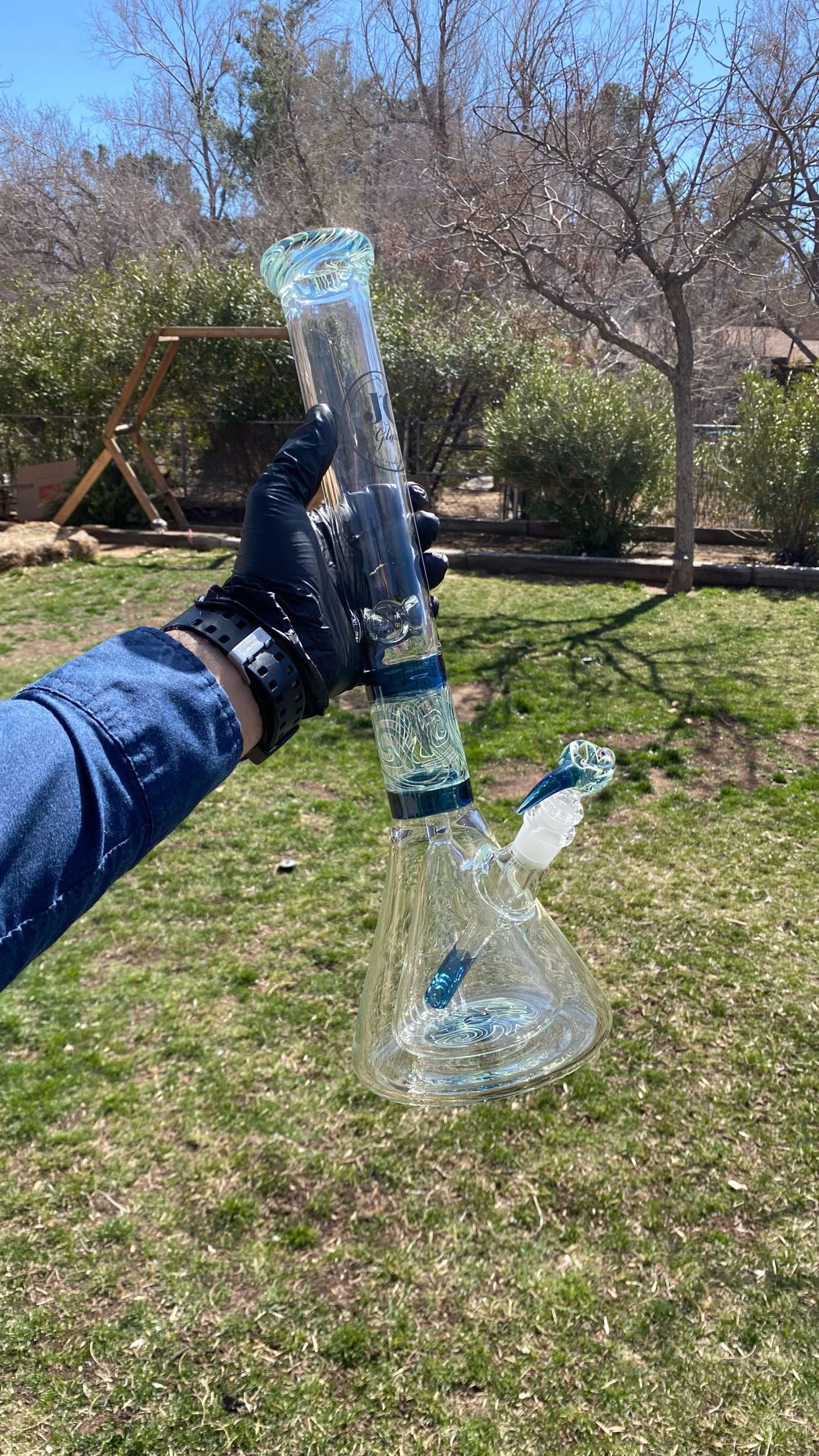 17” JC GLASS BLUE STARDUST image 0