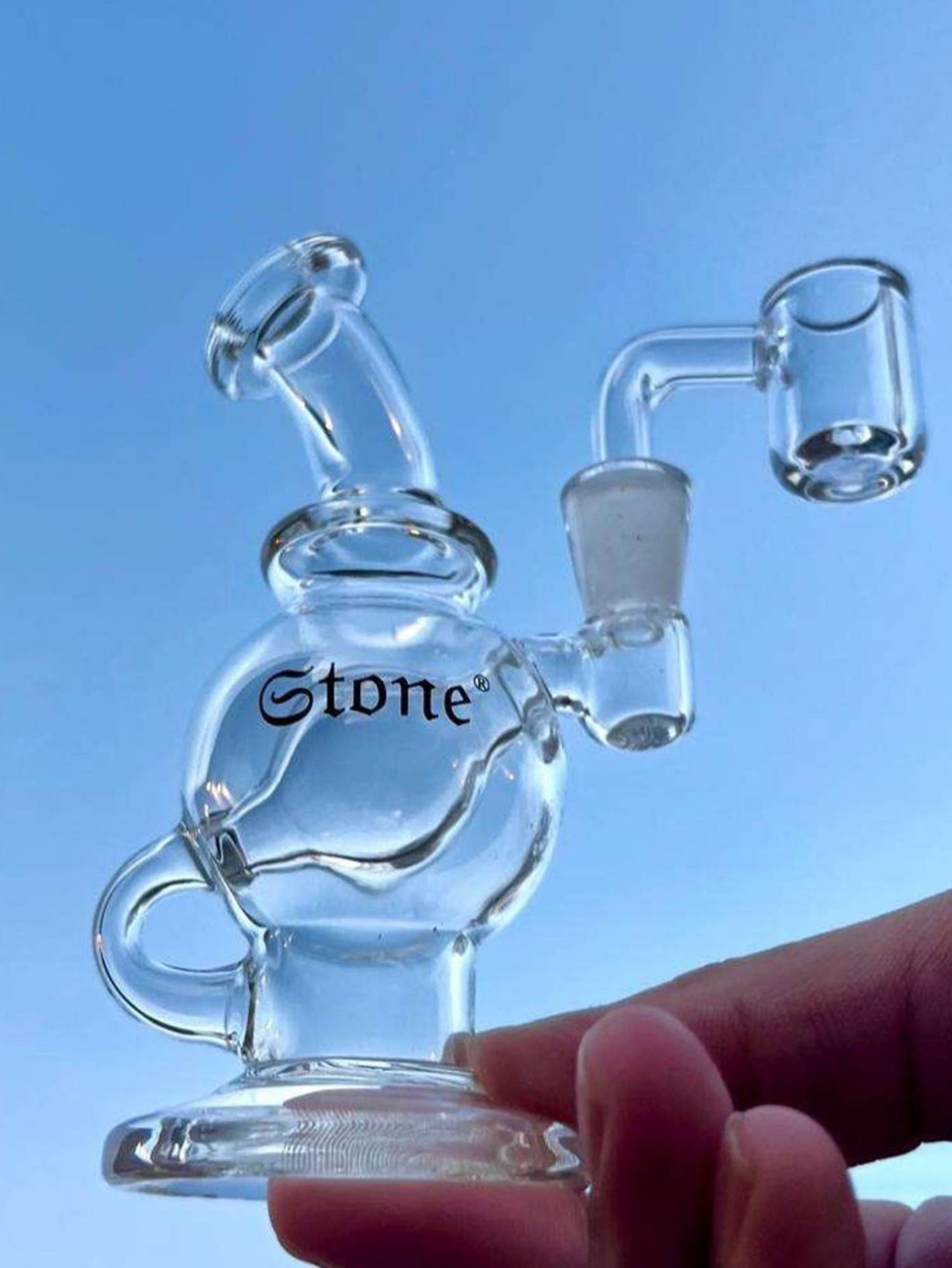 4" Egg Shape Clear Glass Recycler Rig image 0