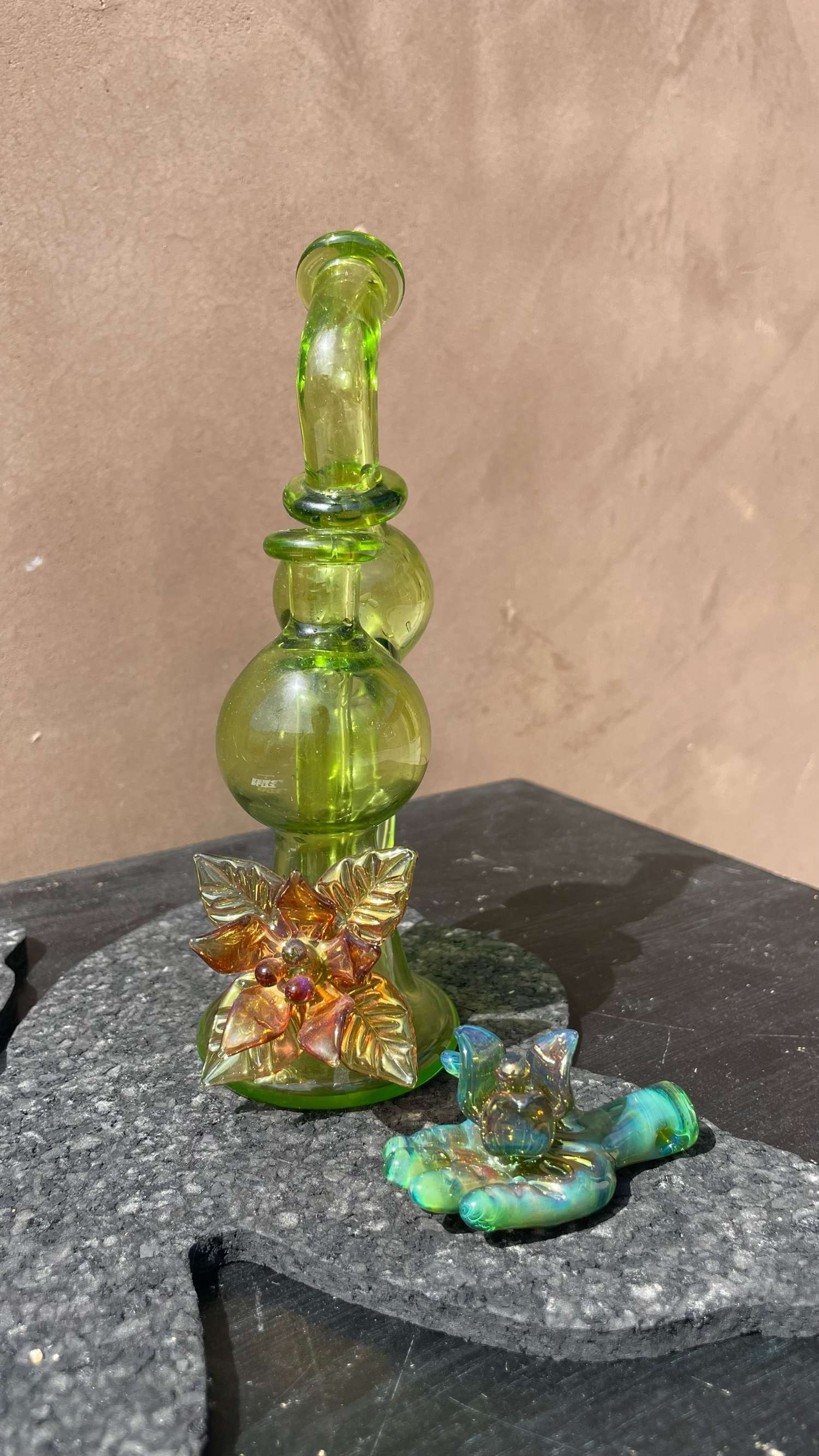 Preview pic of Cove Glass Bubble Dumper and Flower Pendant w Opal