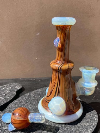 Preview pic of Leary Glass Woodgrain Comet Mini Rig w Matching Cap