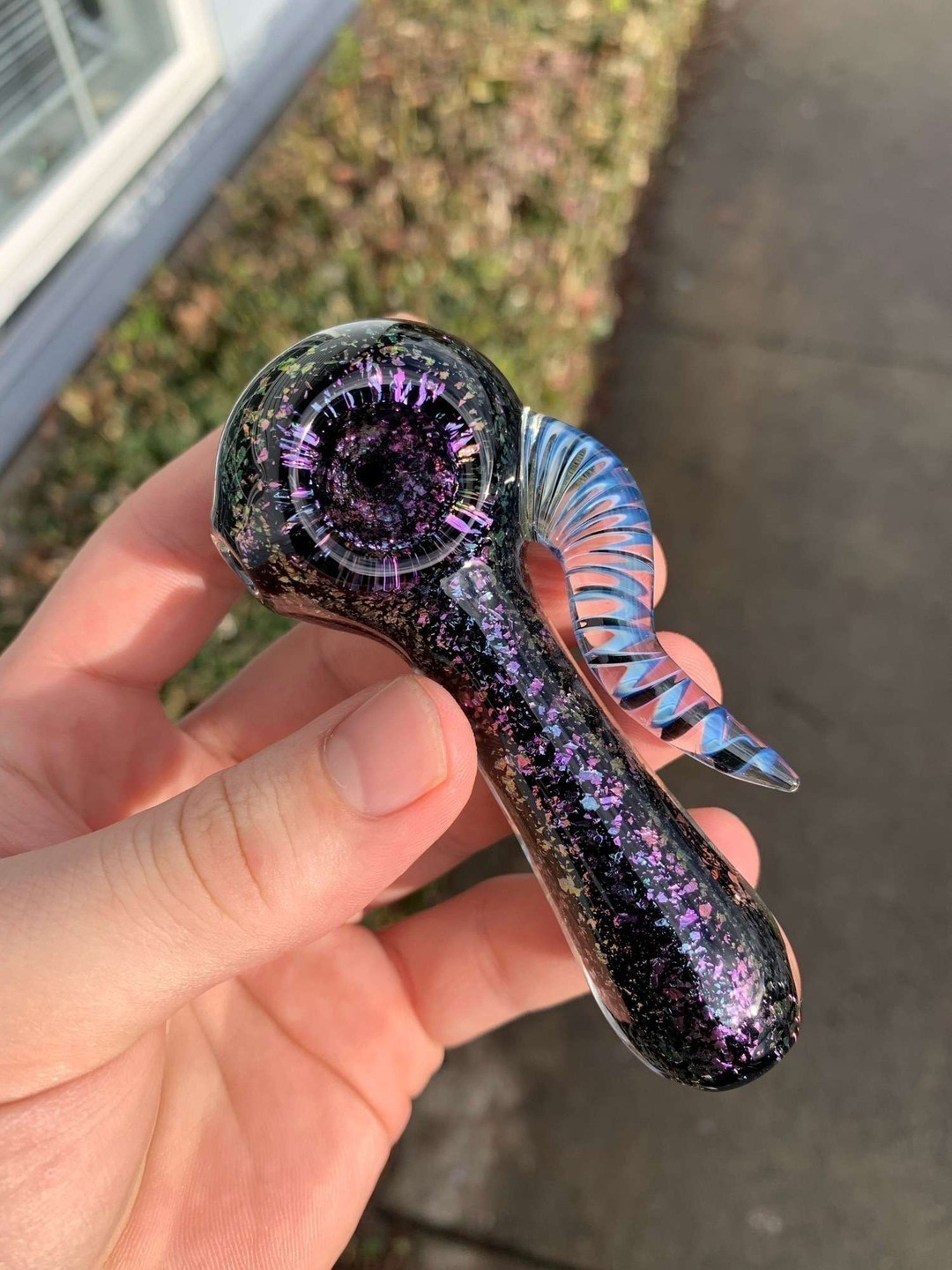 Pocket Horned Dichro Flake Spoon Pipe image 0