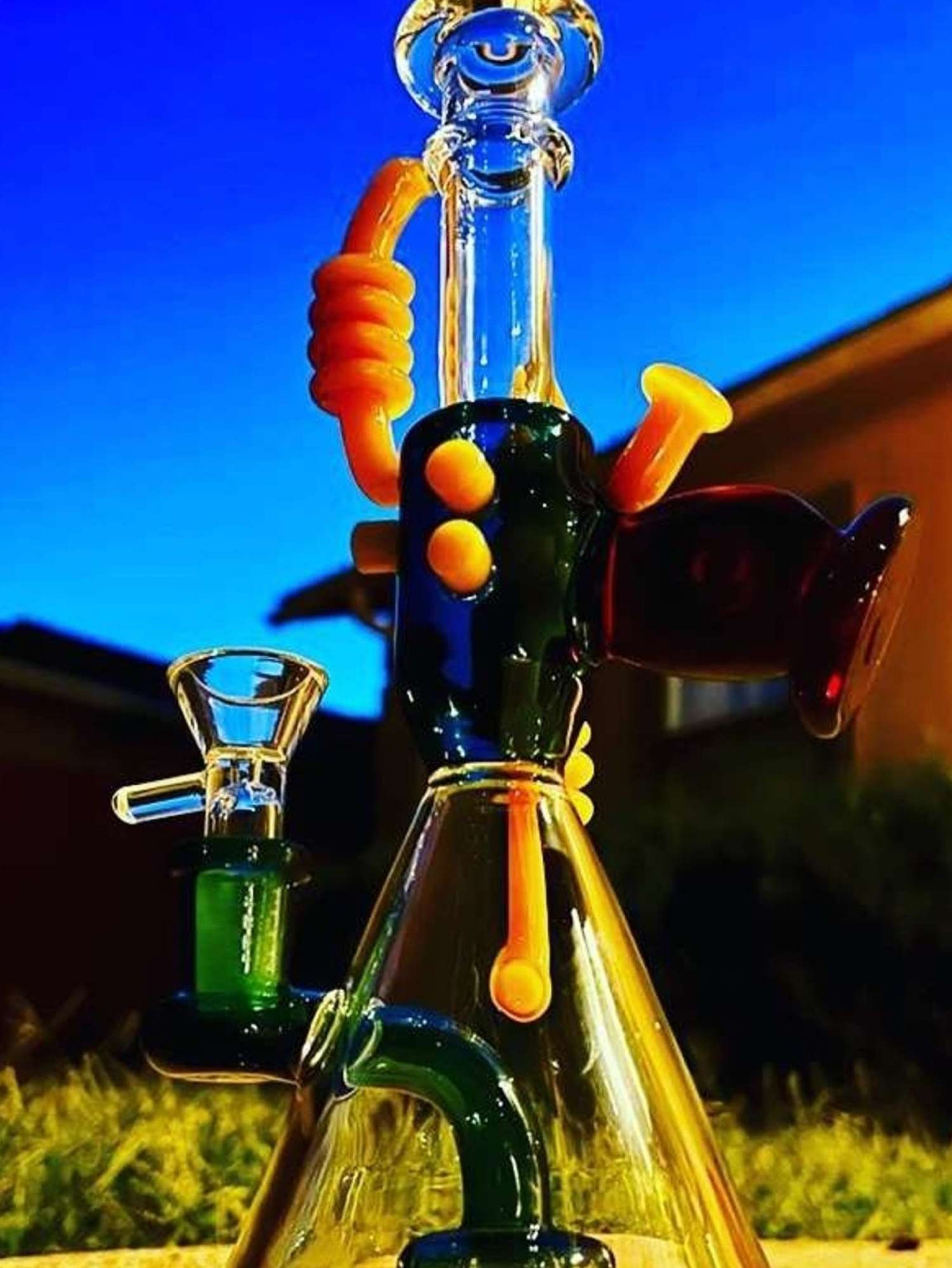 8" Gun Style Recycler Bong Rig image 0