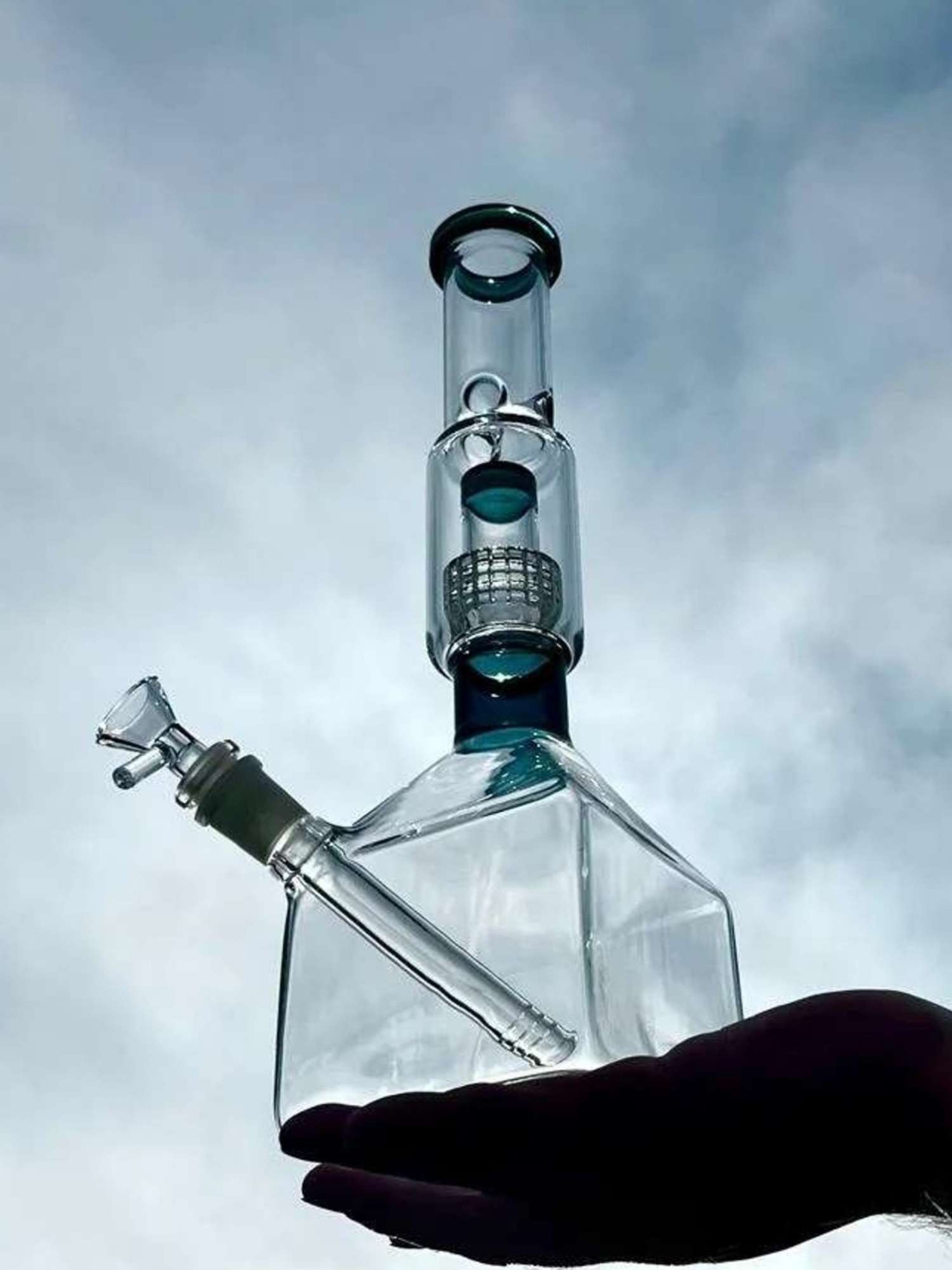 14" Cube Base Thick Glass Bong image 0