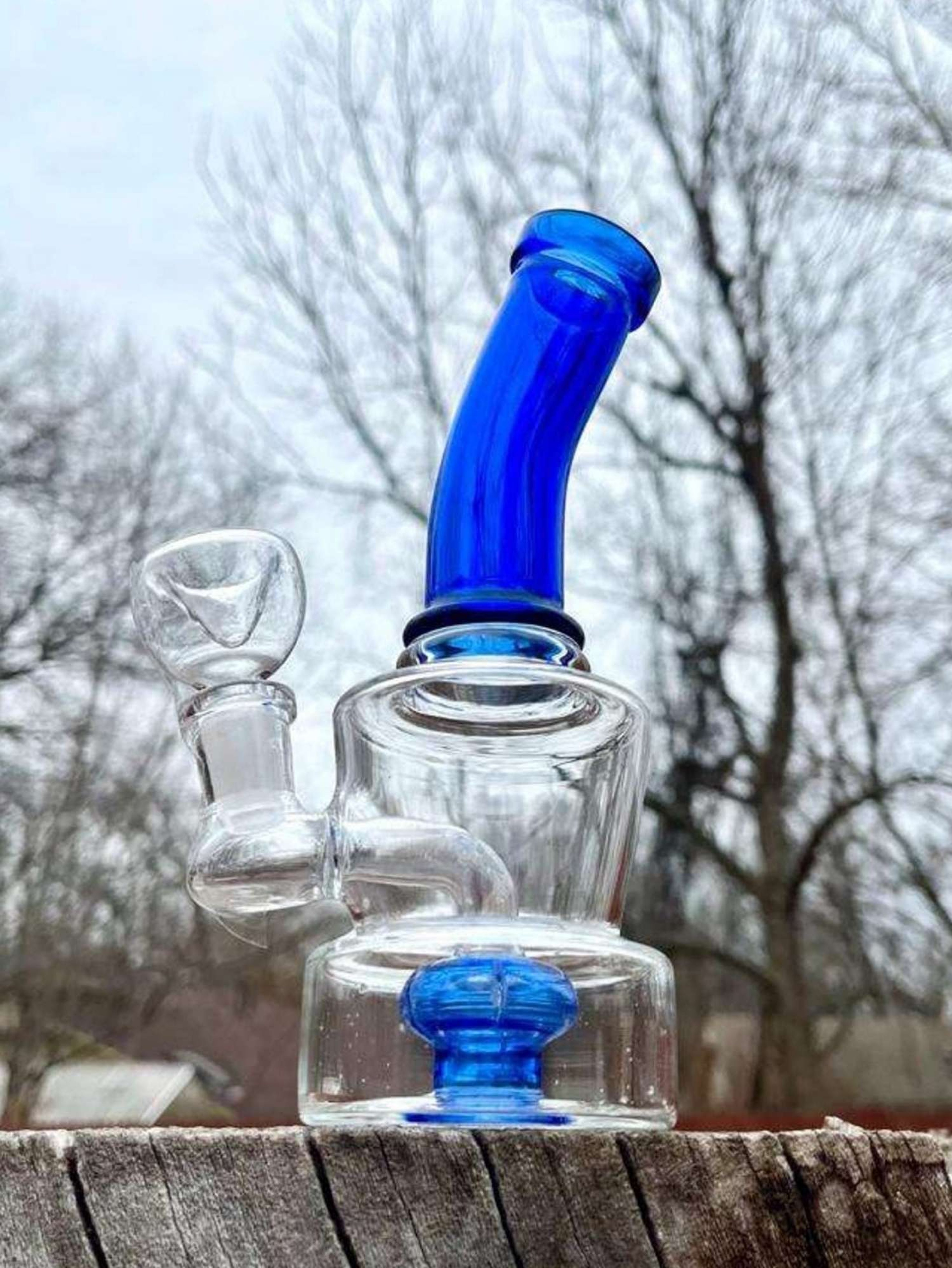6" Mini Blue Recycler Bong Rig image 0