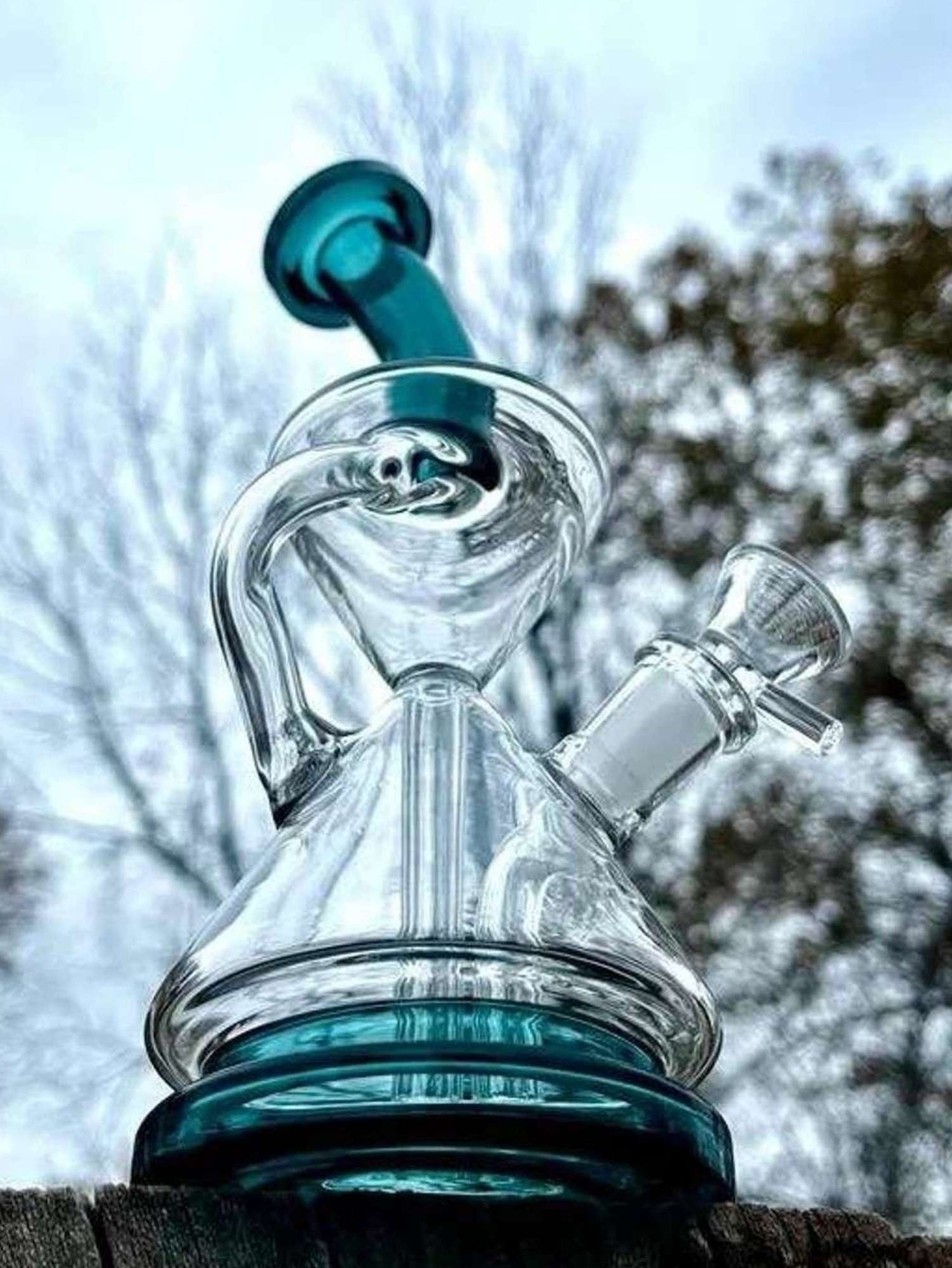 8" Inline Glass Recycler Bong Rig image 0