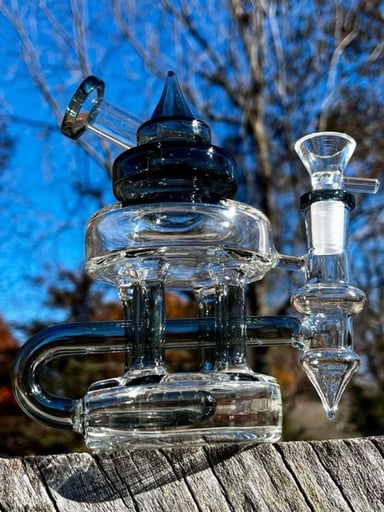 Preview pic of 6" Black Mini Recycler Glass Bong Rig