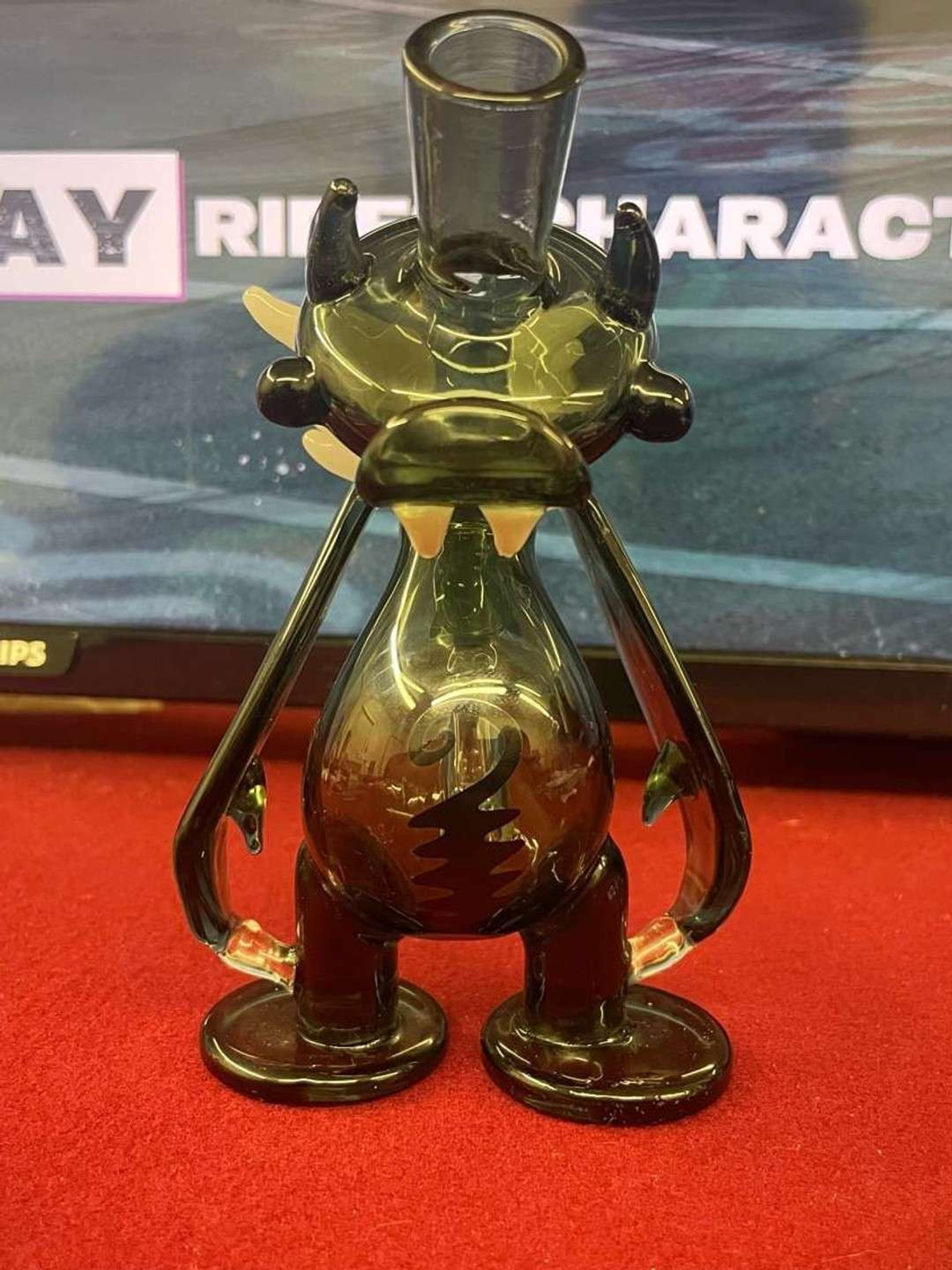 Custom blown charcoal ducky w heady accents image 0