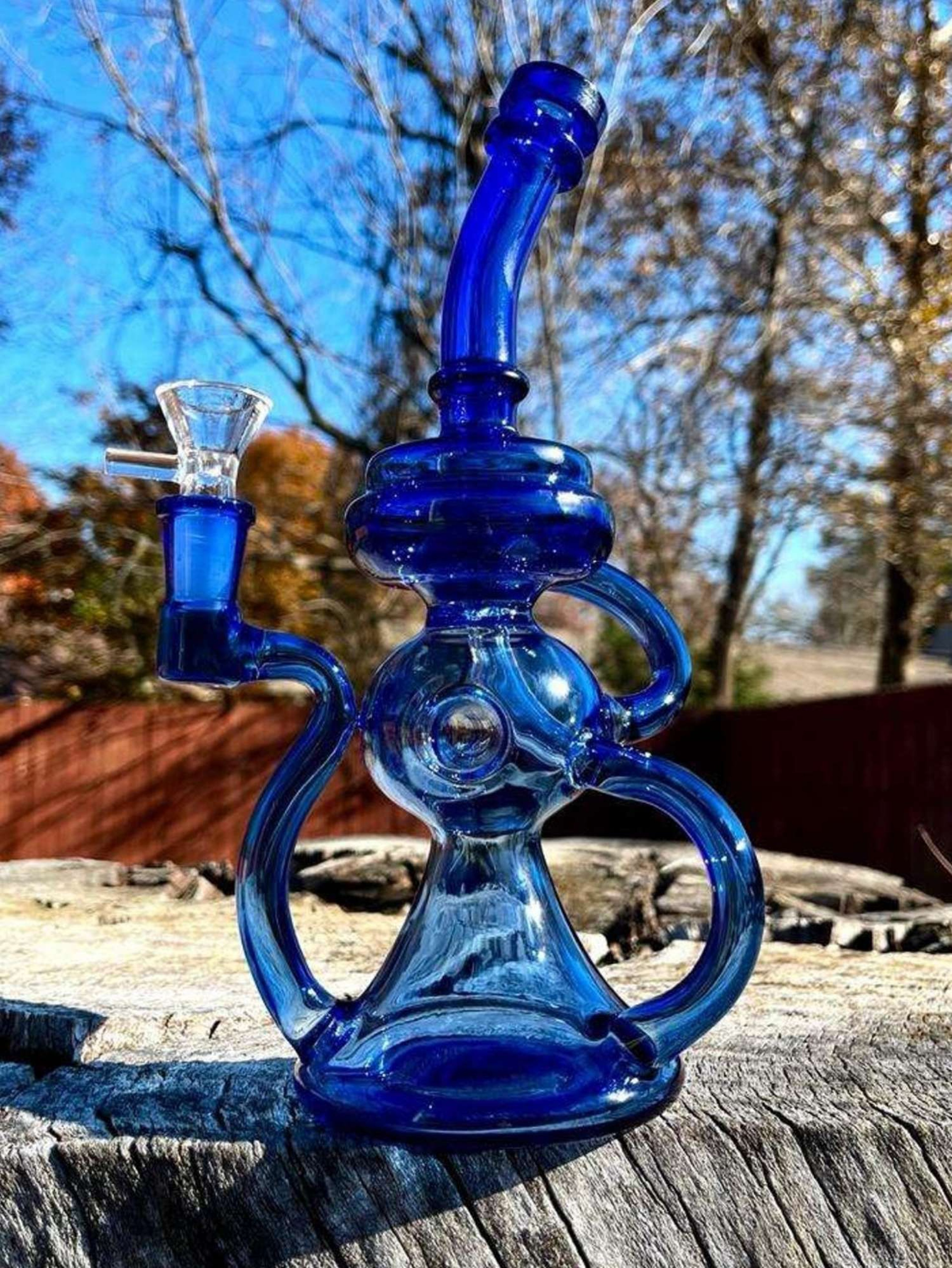 10" Sexy Blue Recycler Bong Rig image 0