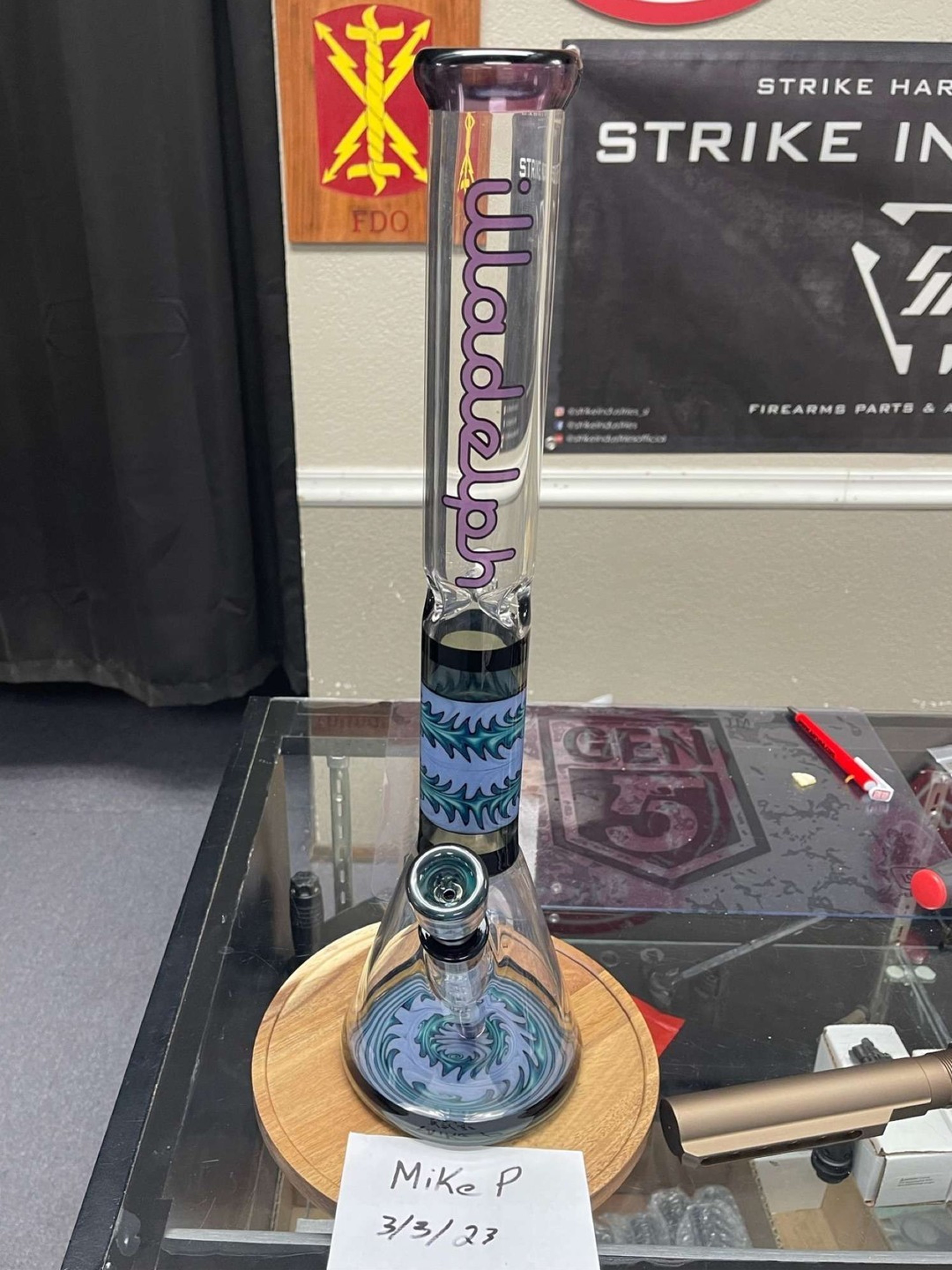 Custom Illadelph worked Wildberry and Ice Medium beaker image 0