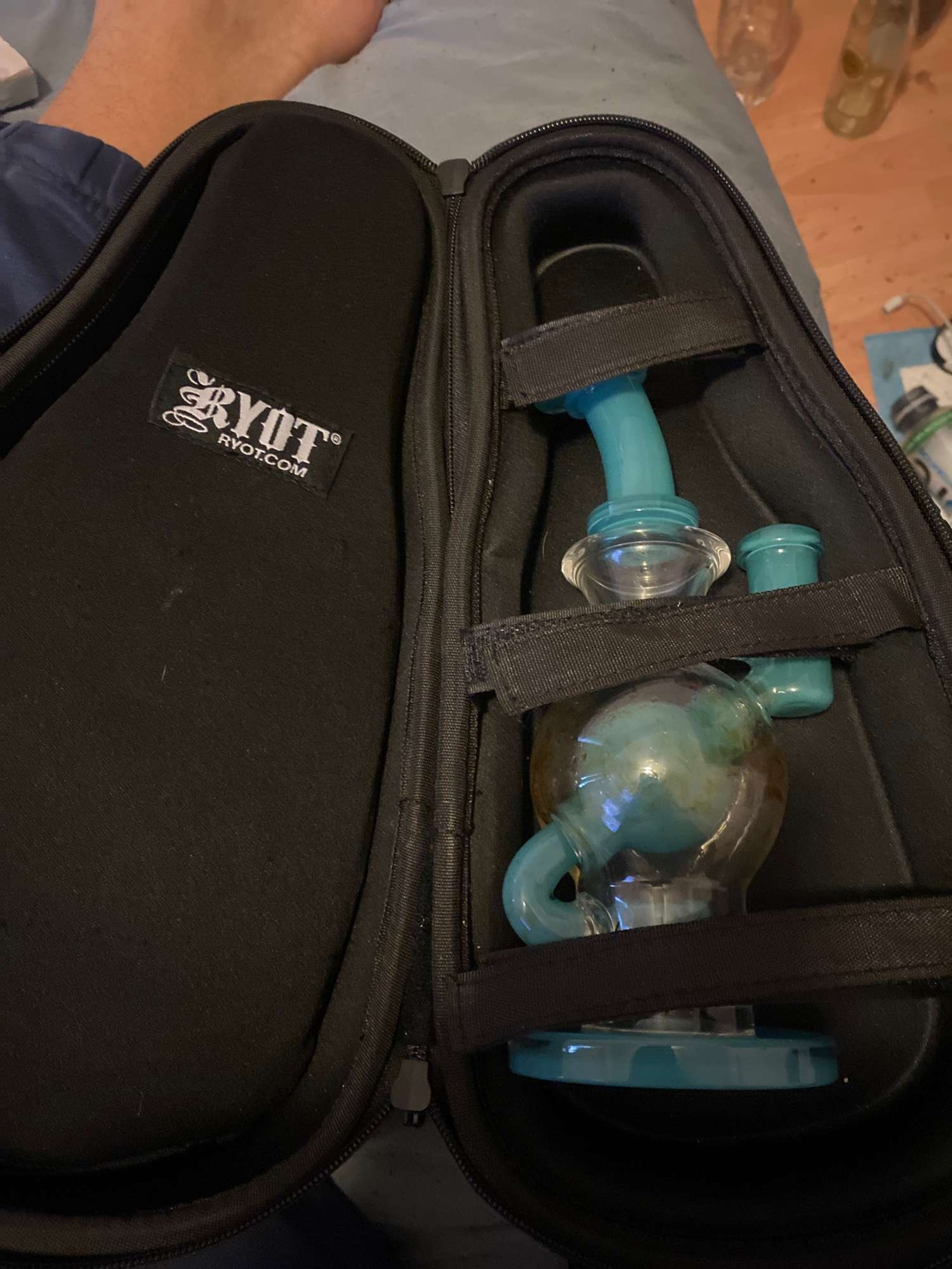 Preview pic of FBG Fat Boy Glass ball dab rig and HB nail and ryot bag