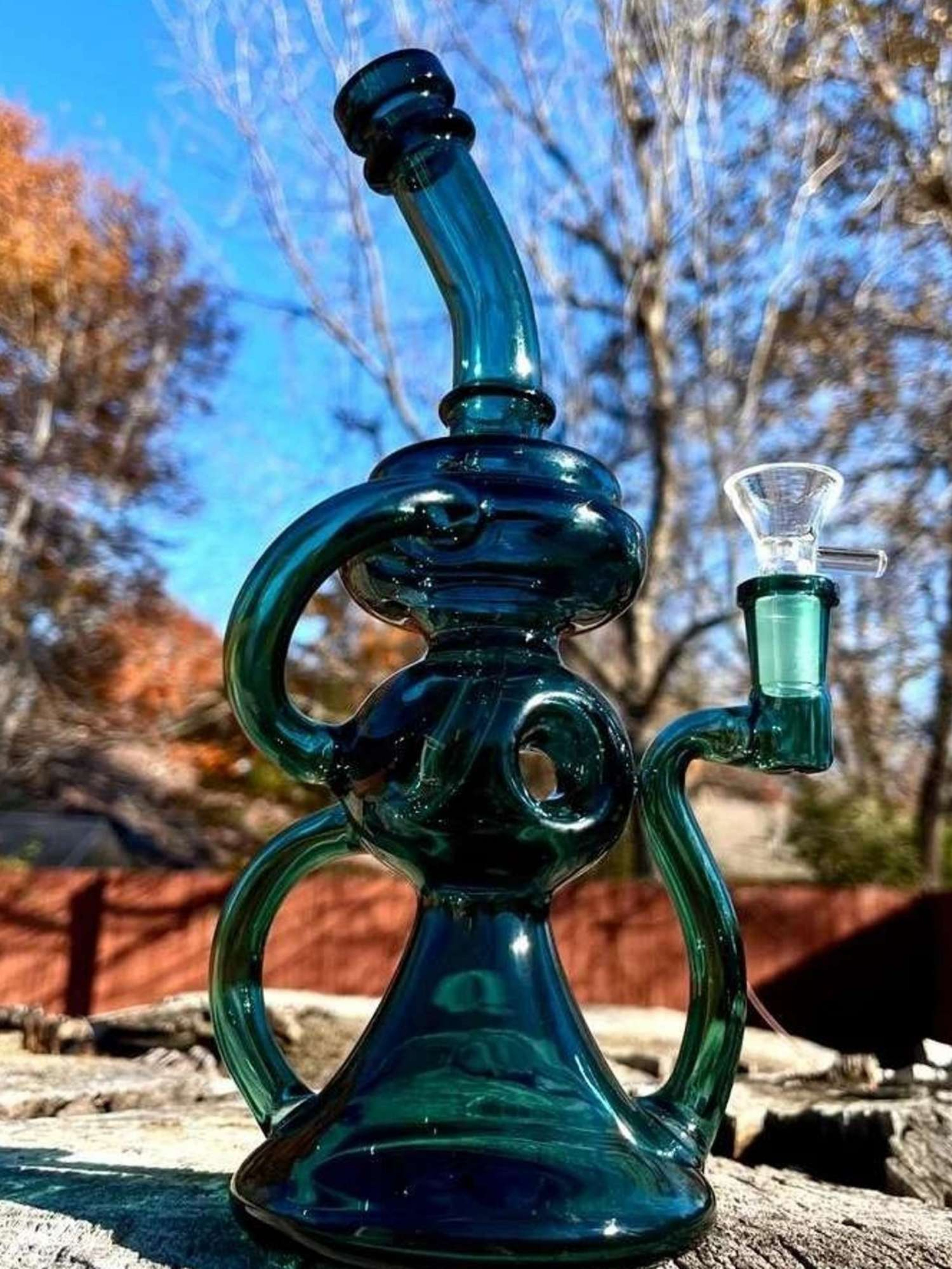 10" Glass Recycler Bong Rig image 0