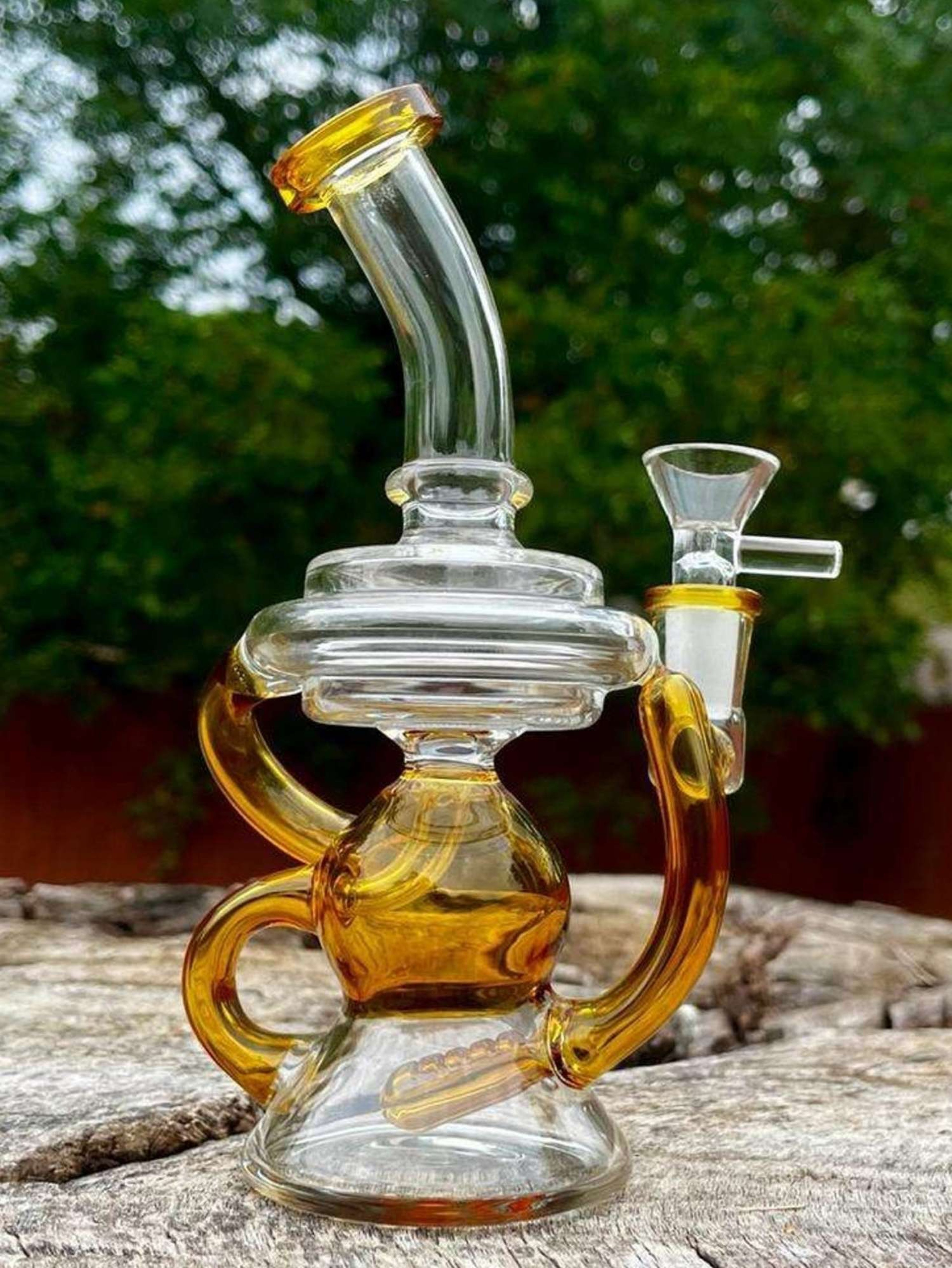 8" Yellow Glass Recycler Bonng Rig image 0