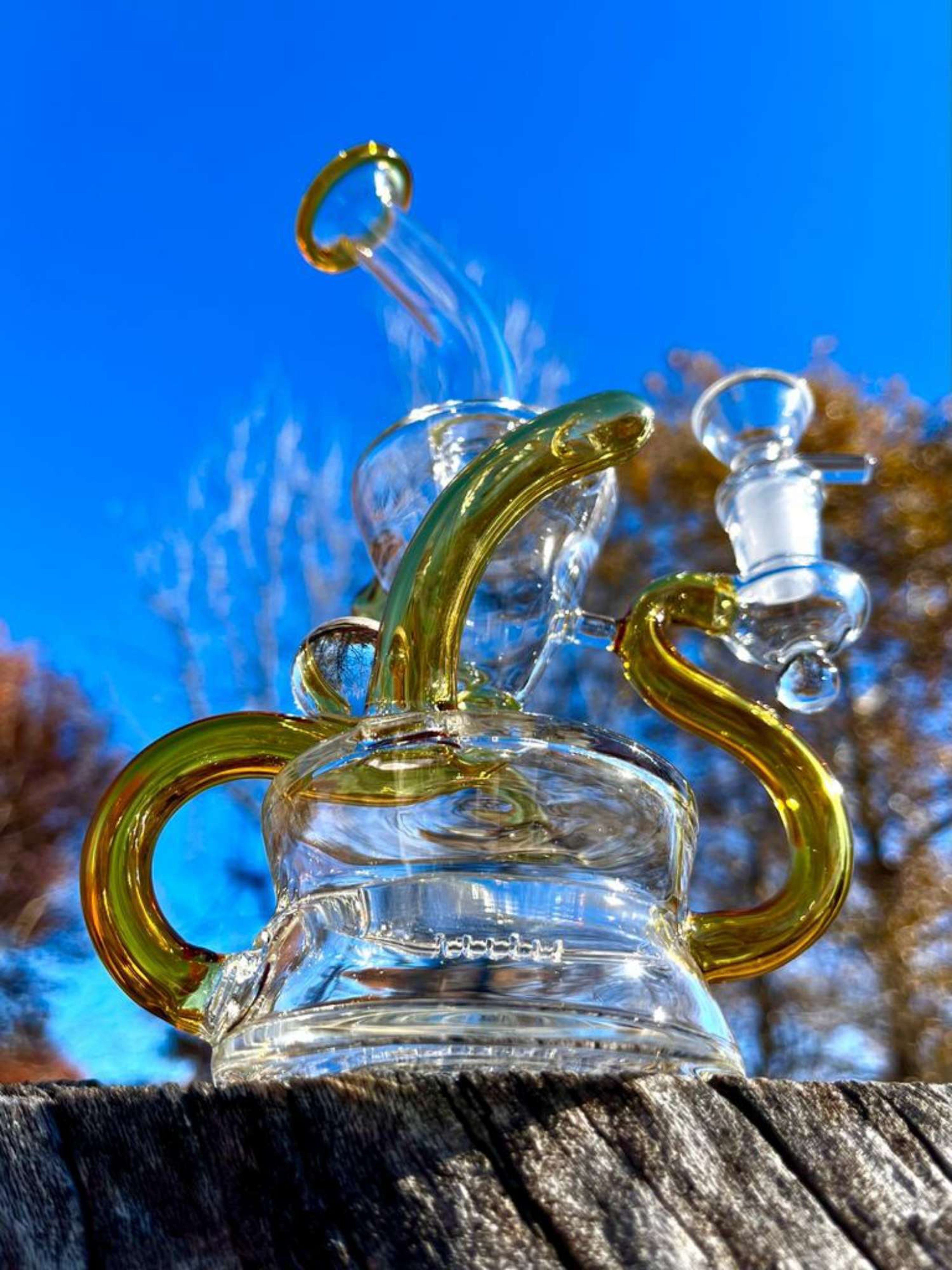 8" Glass Recycler Bong Rig image 0