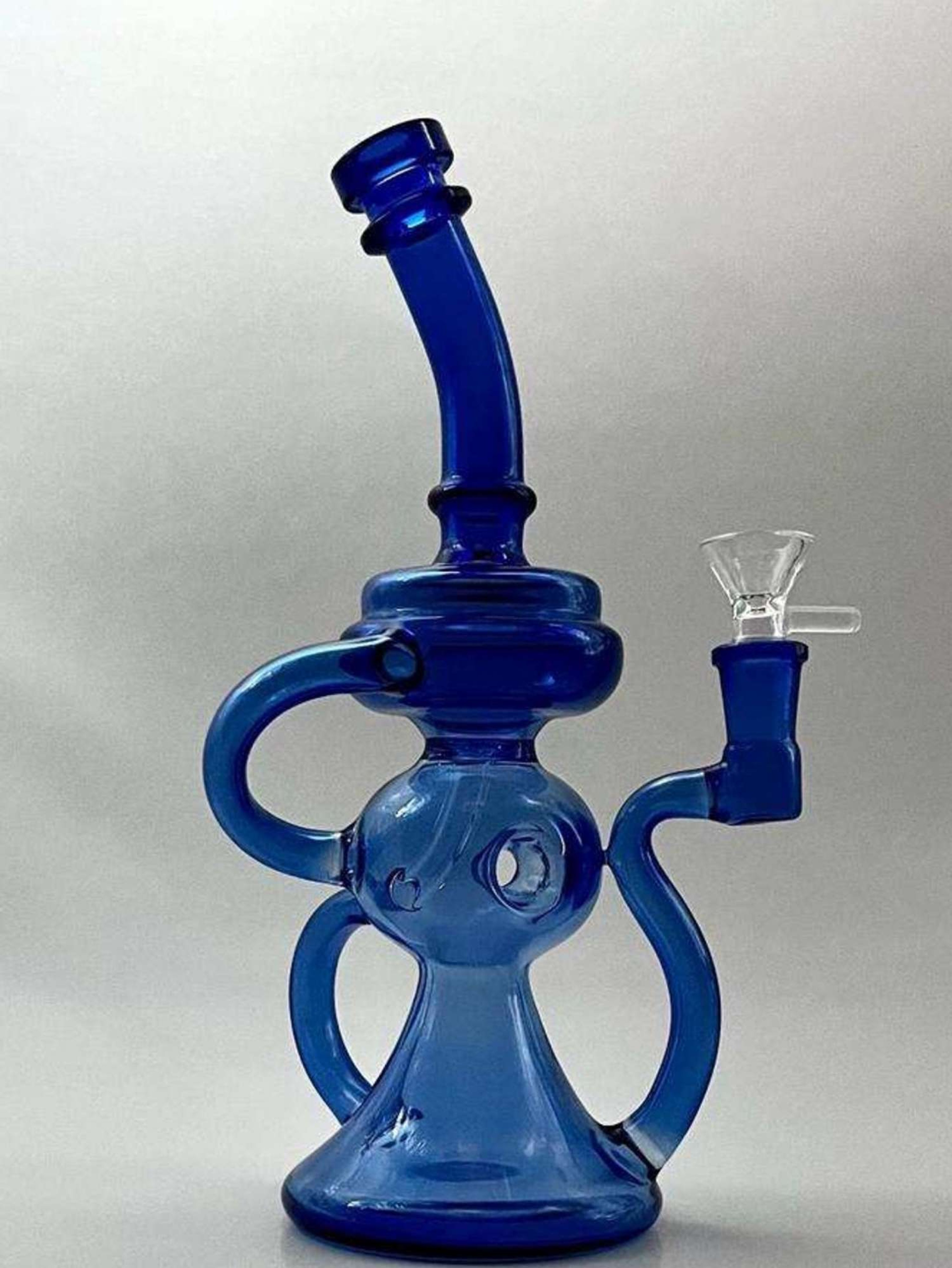10" Blue Glass Recycler Bong Rig image 0