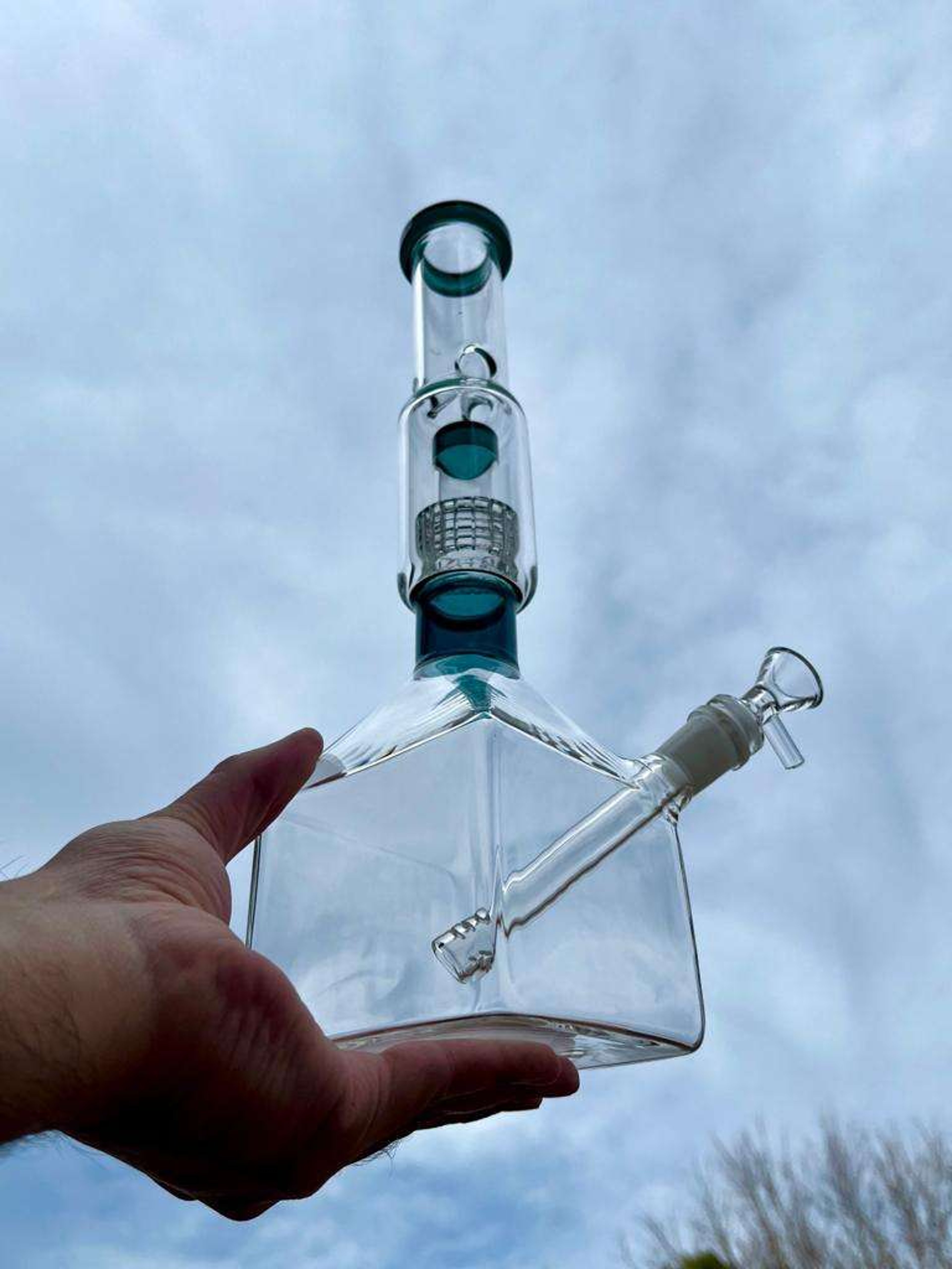 14" Cube Base Thick Glass Bong Rig image 0