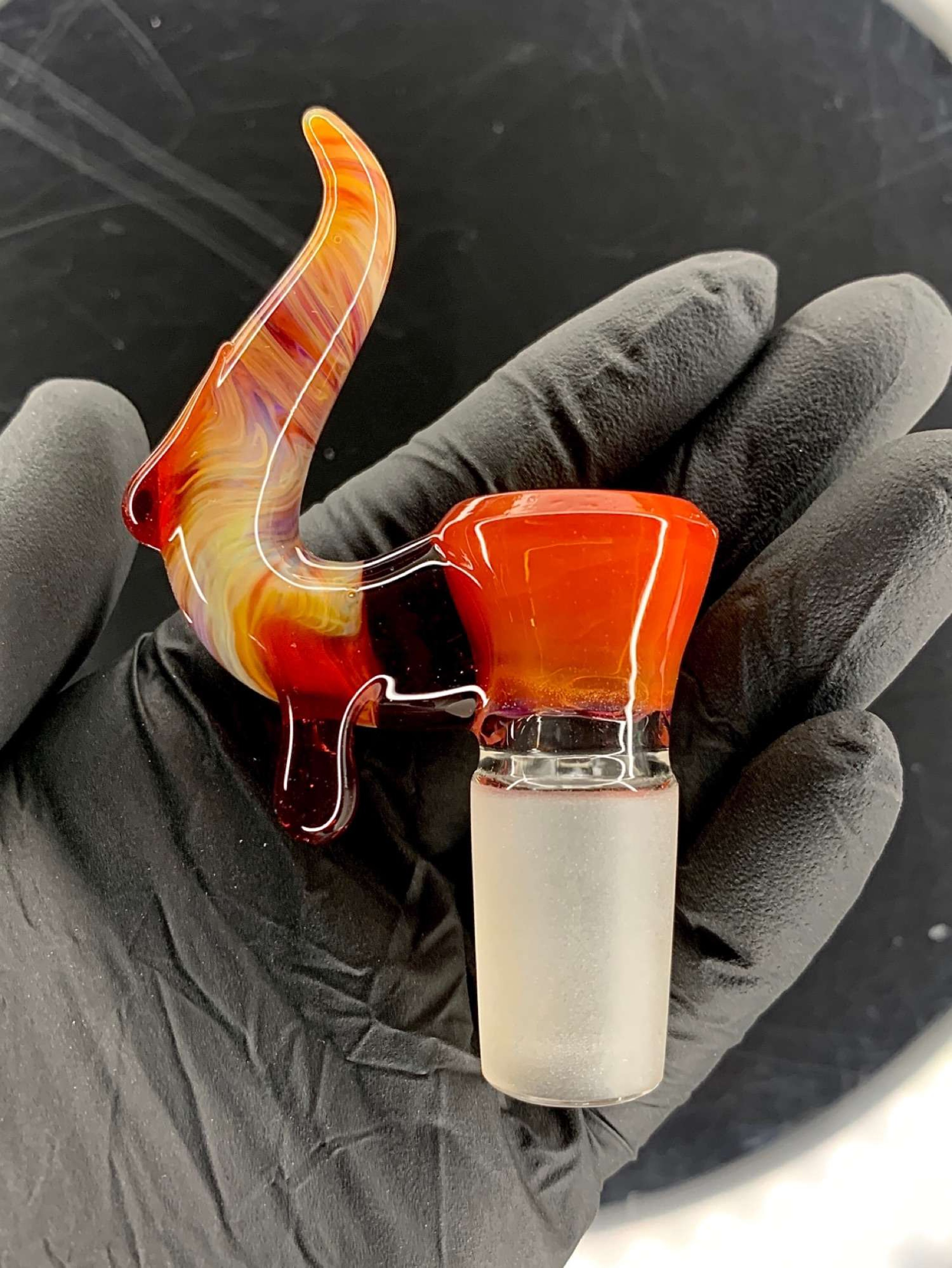 Preview pic of Exp orange opal/Ruby slippers 18mm drip horn slide 