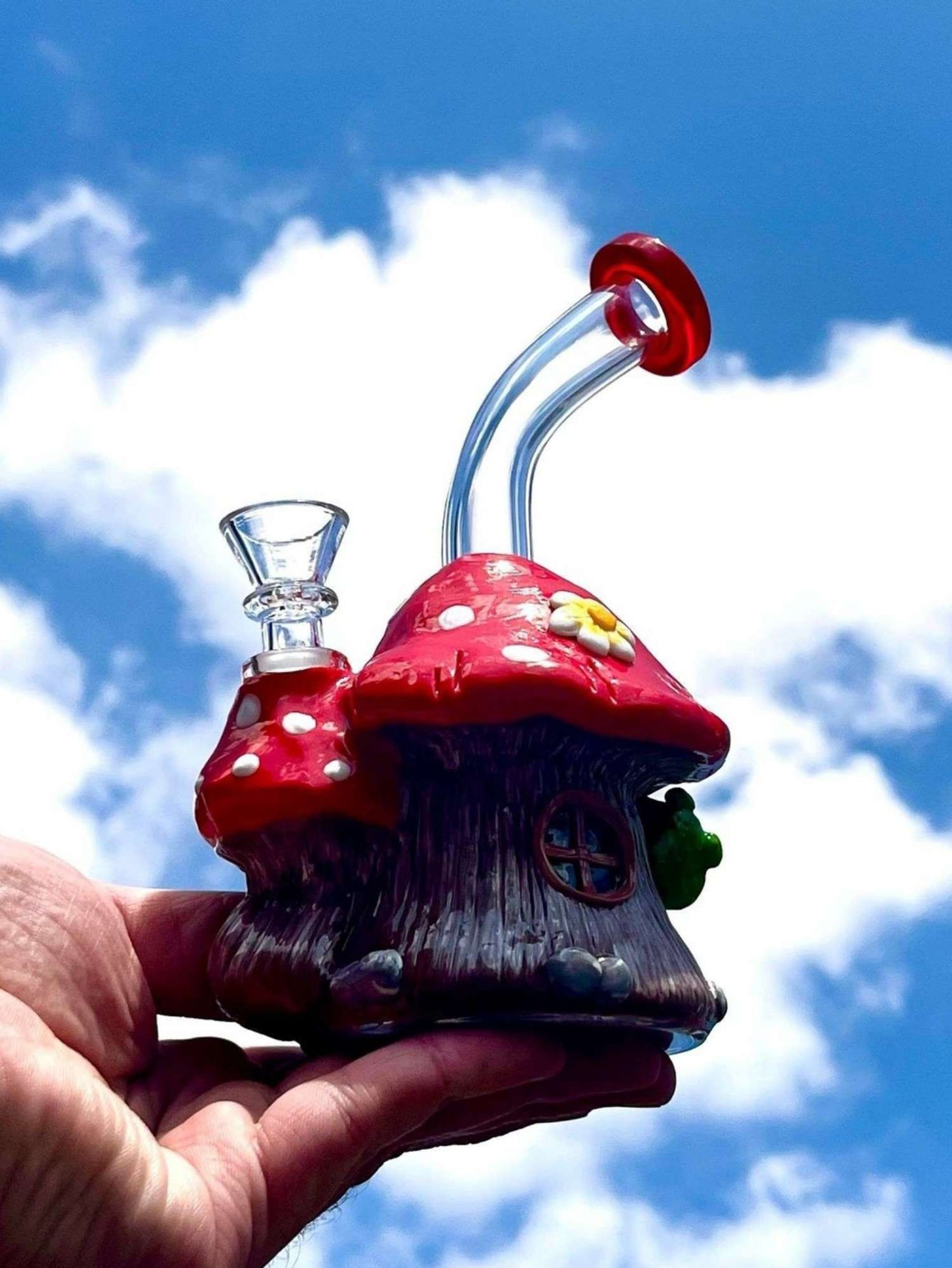 Mushroom Treehouse Glass Ceramic Bong Rig image 0