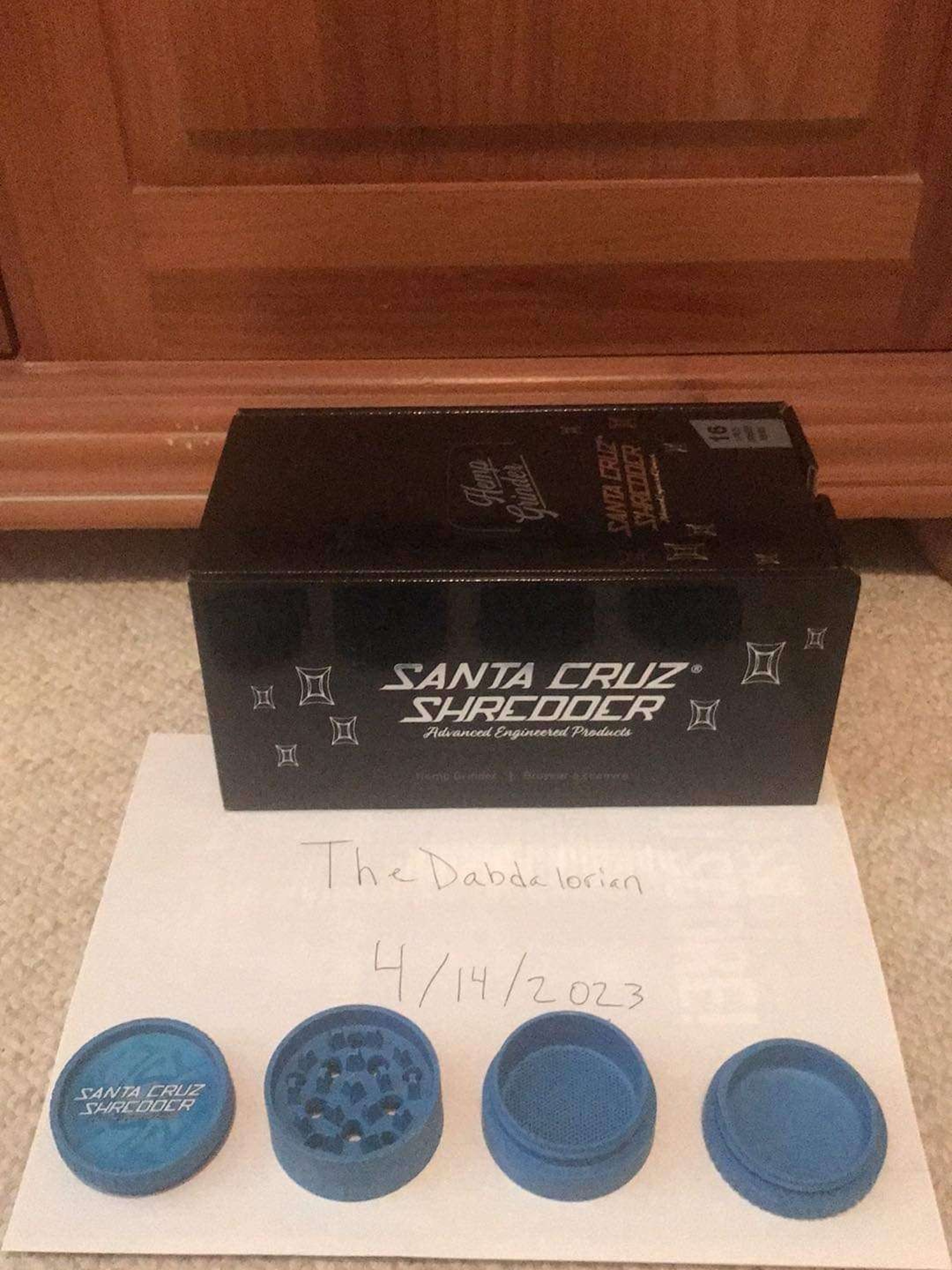 Preview pic of Brand New Santa Cruz Shredder Hemp 4pc Grinder - Blue