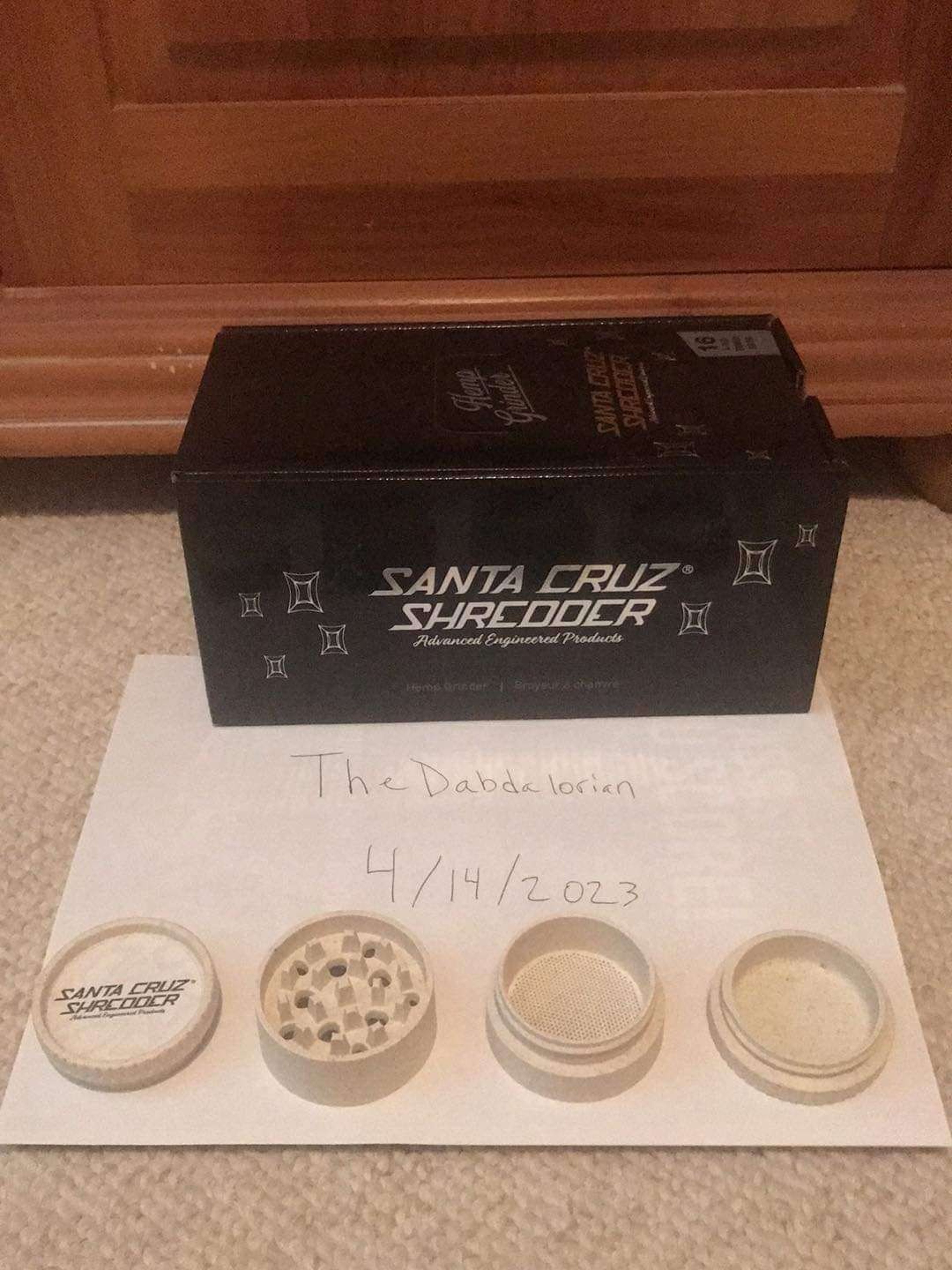 Preview pic of Brand New Santa Cruz Shredder Hemp 4pc Grinder - White