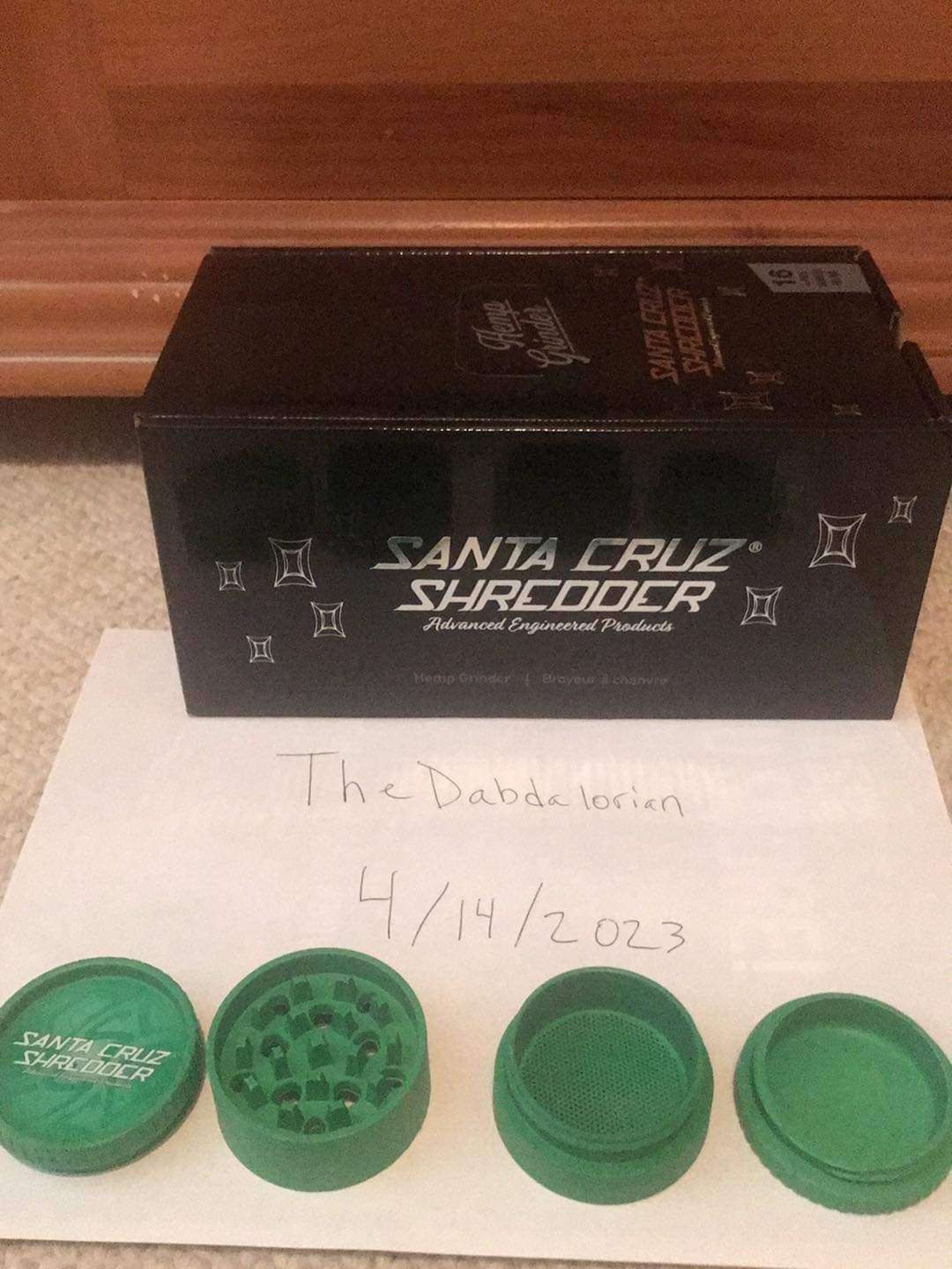 Preview pic of Brand New Santa Cruz Shredder Hemp 4pc Grinder - Green