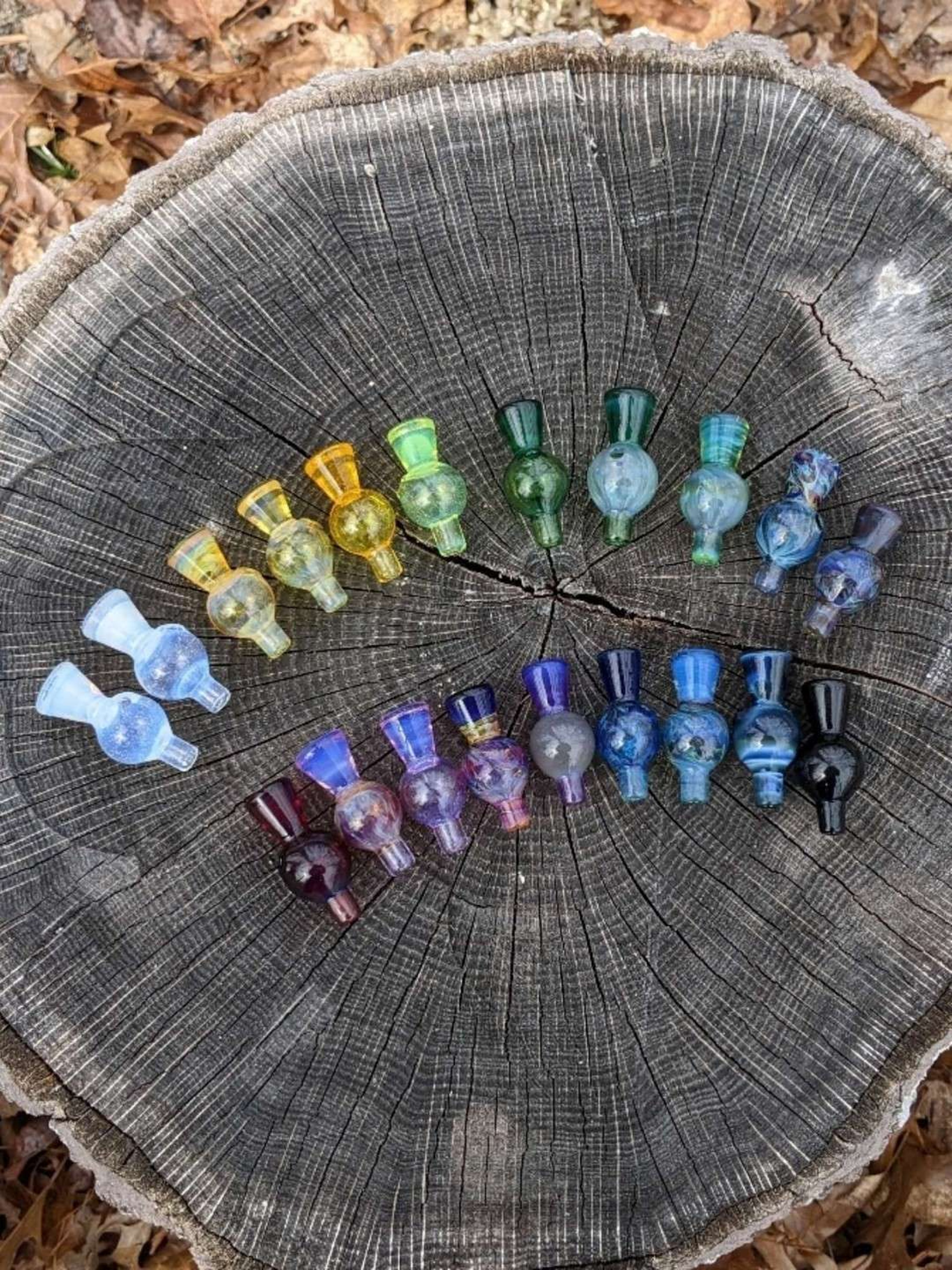 Preview pic of Flat Top Bubble Caps - Hand Blown - $60 each OR Make Offers For Multiples 