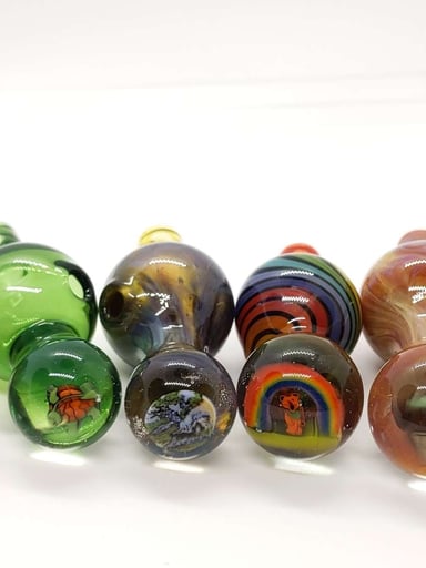 Preview pic of Hand Blown Detailed Bubble Caps! $60each