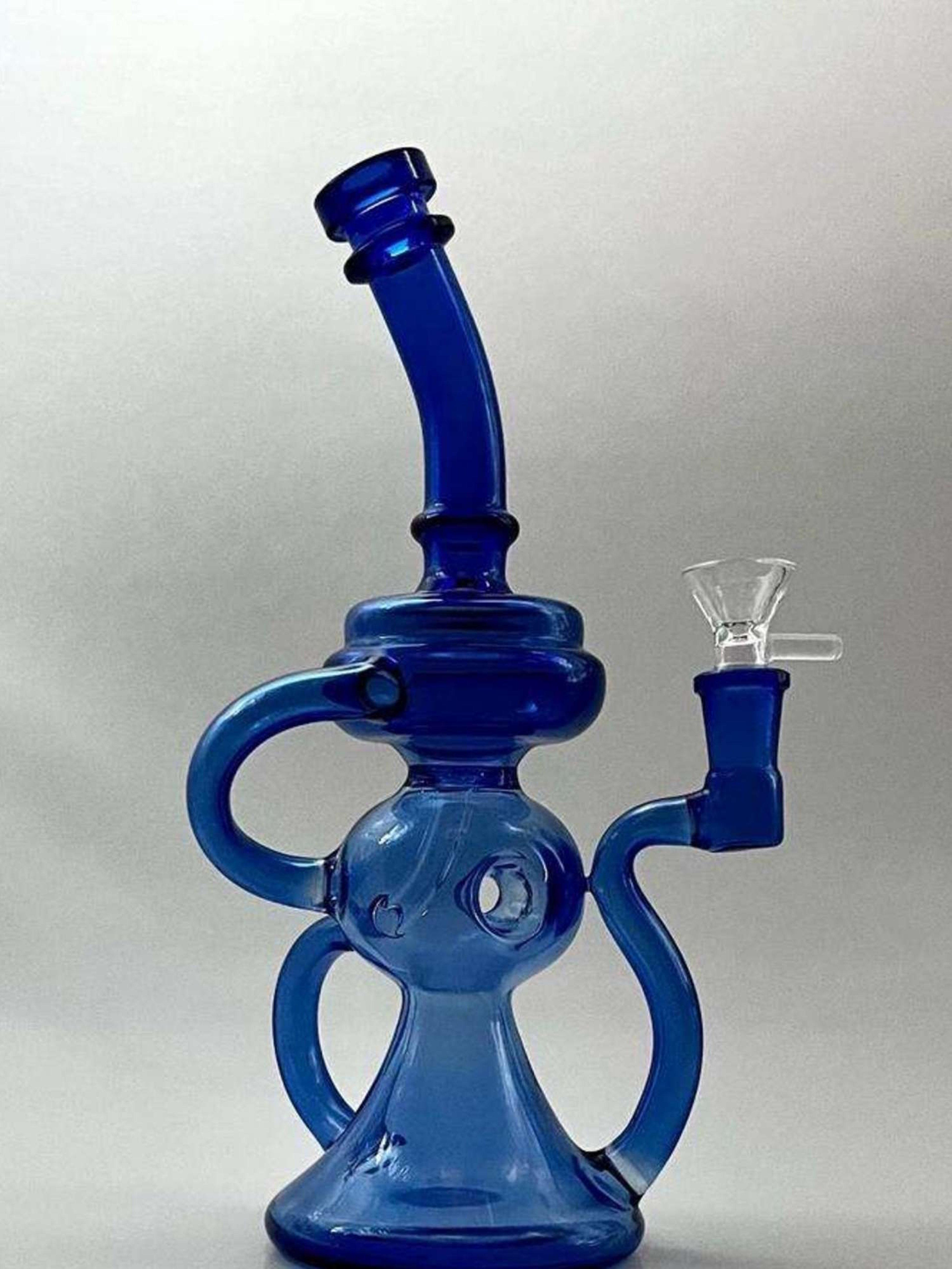 10" Blue Glass Recycler Bong Rig image 0