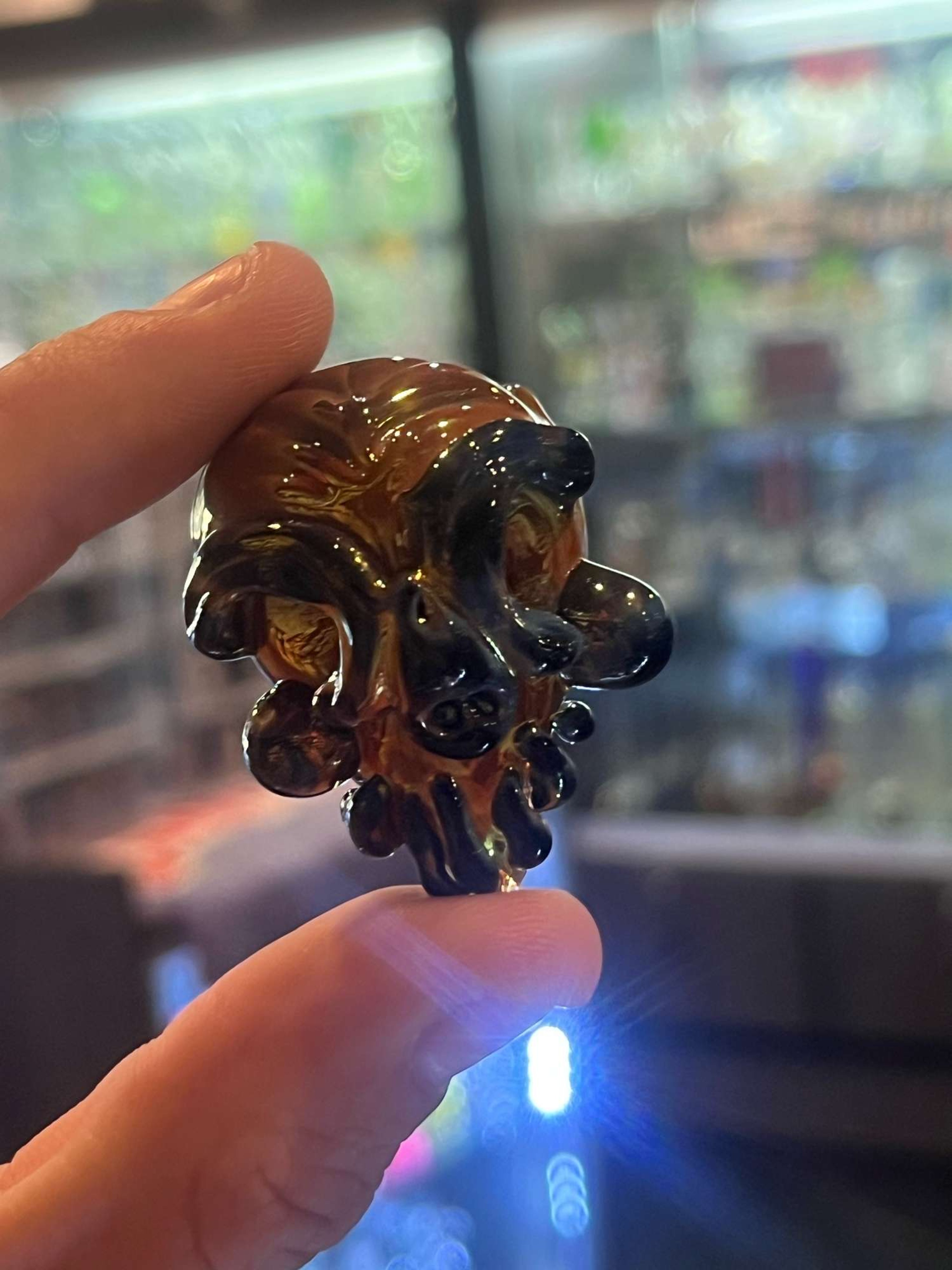 High Vibes Glass Gold Monster Skull image 0