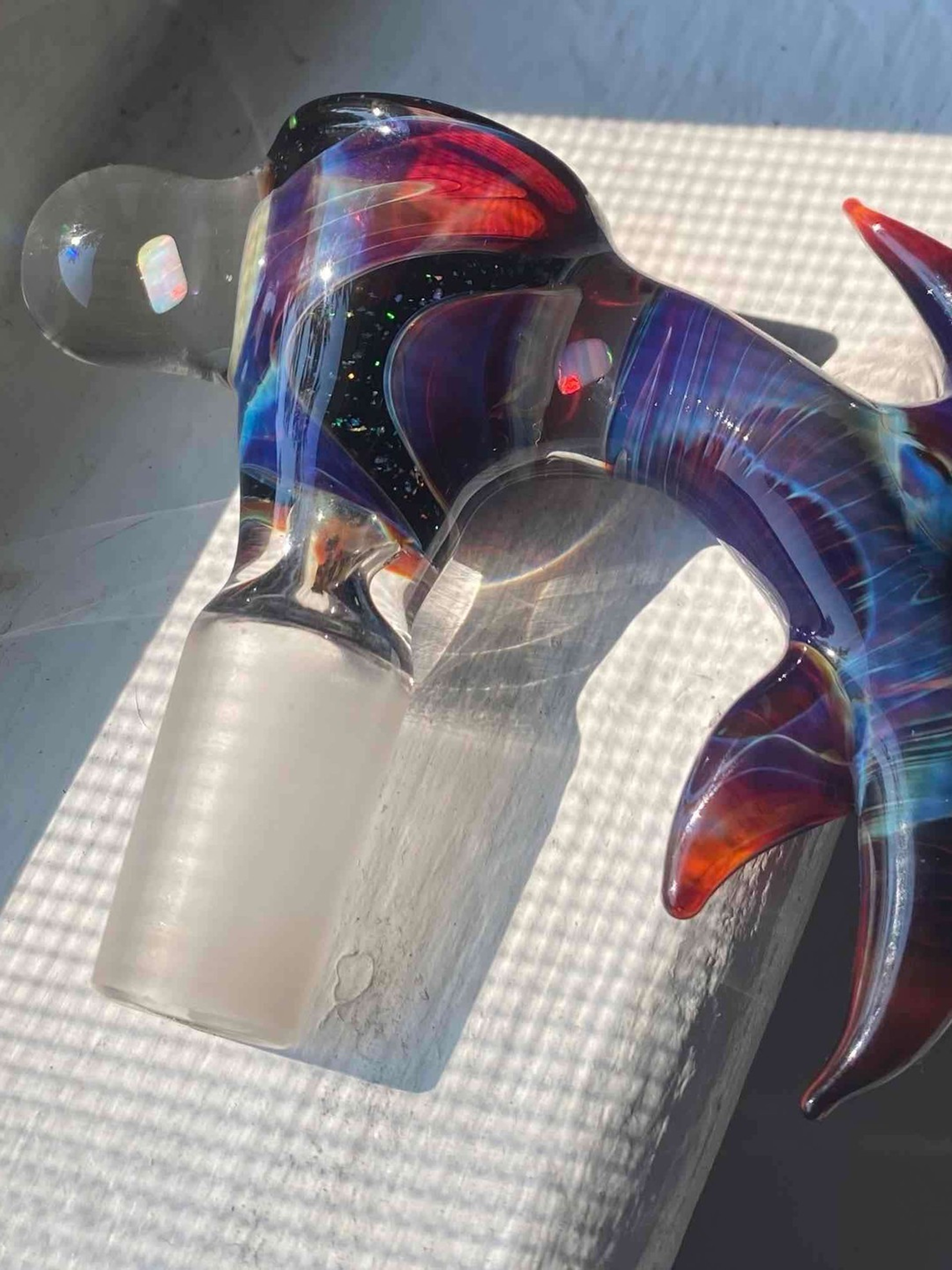 DZ GLASS 14mm Double Opal Triple horned slide image 0