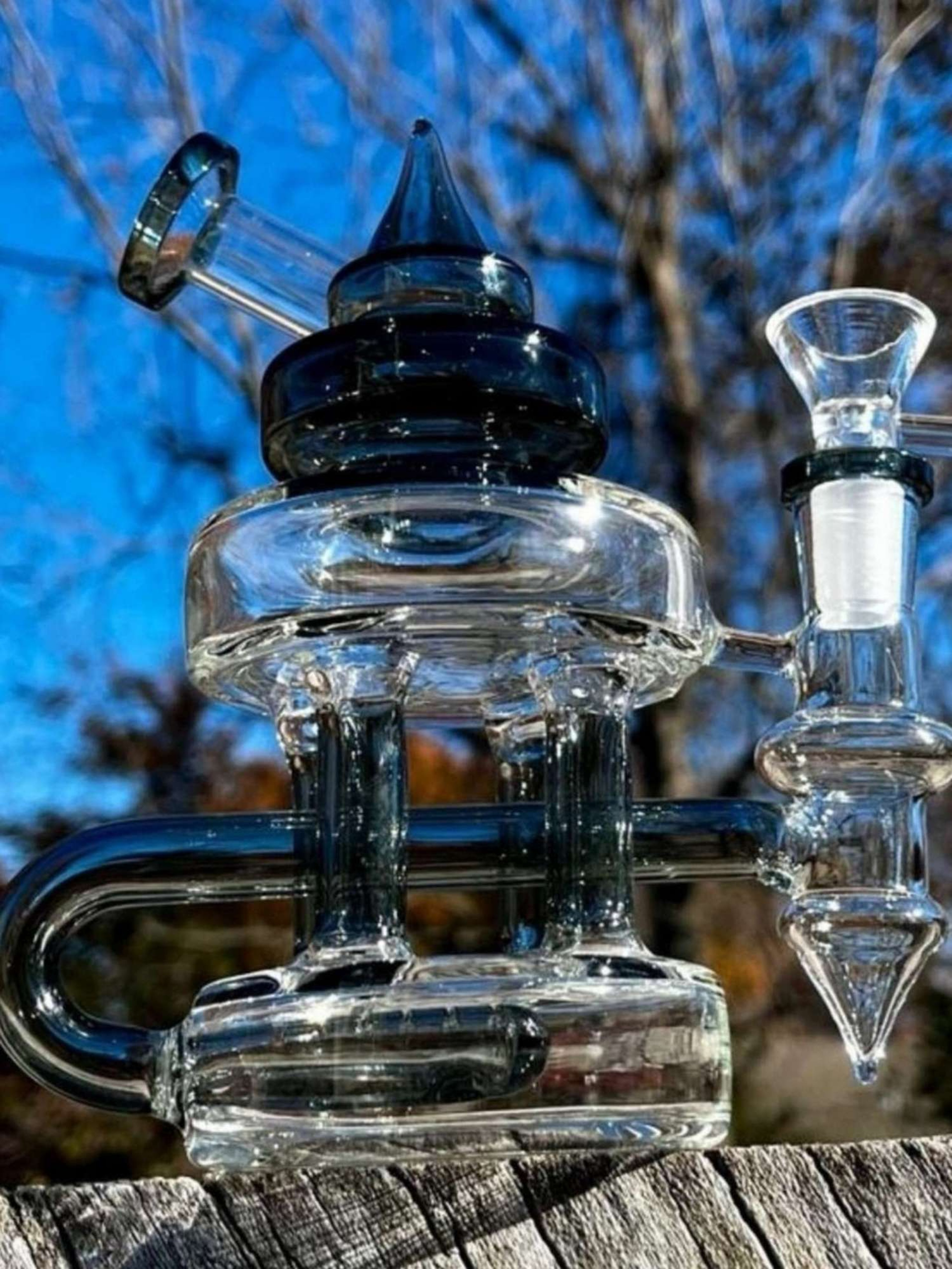 6" Black Mini Recycler Bong Rig image 0