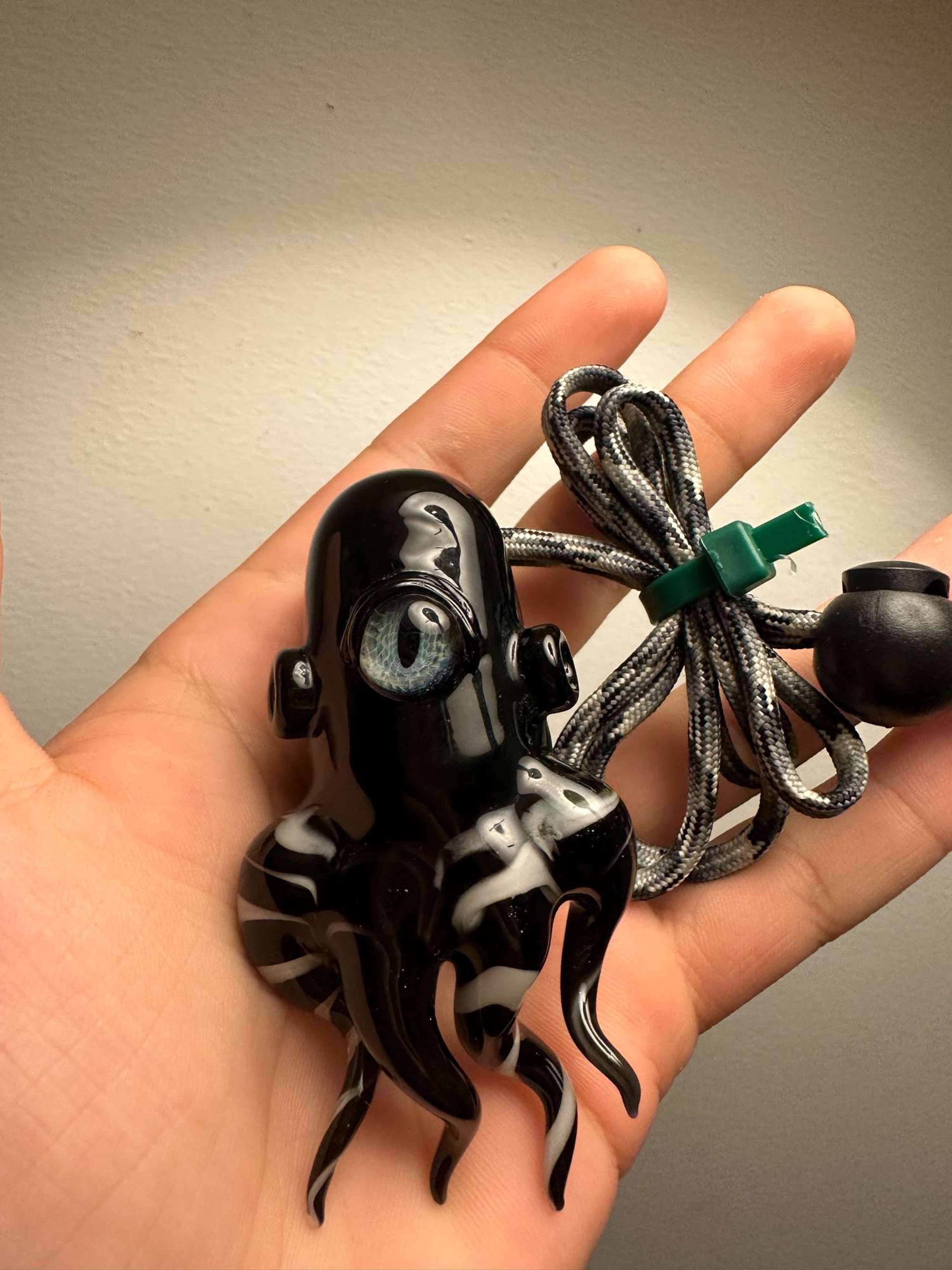 Paulson pieces galaxy black W/ Black and white tentacles Quadrapus pendant image 0