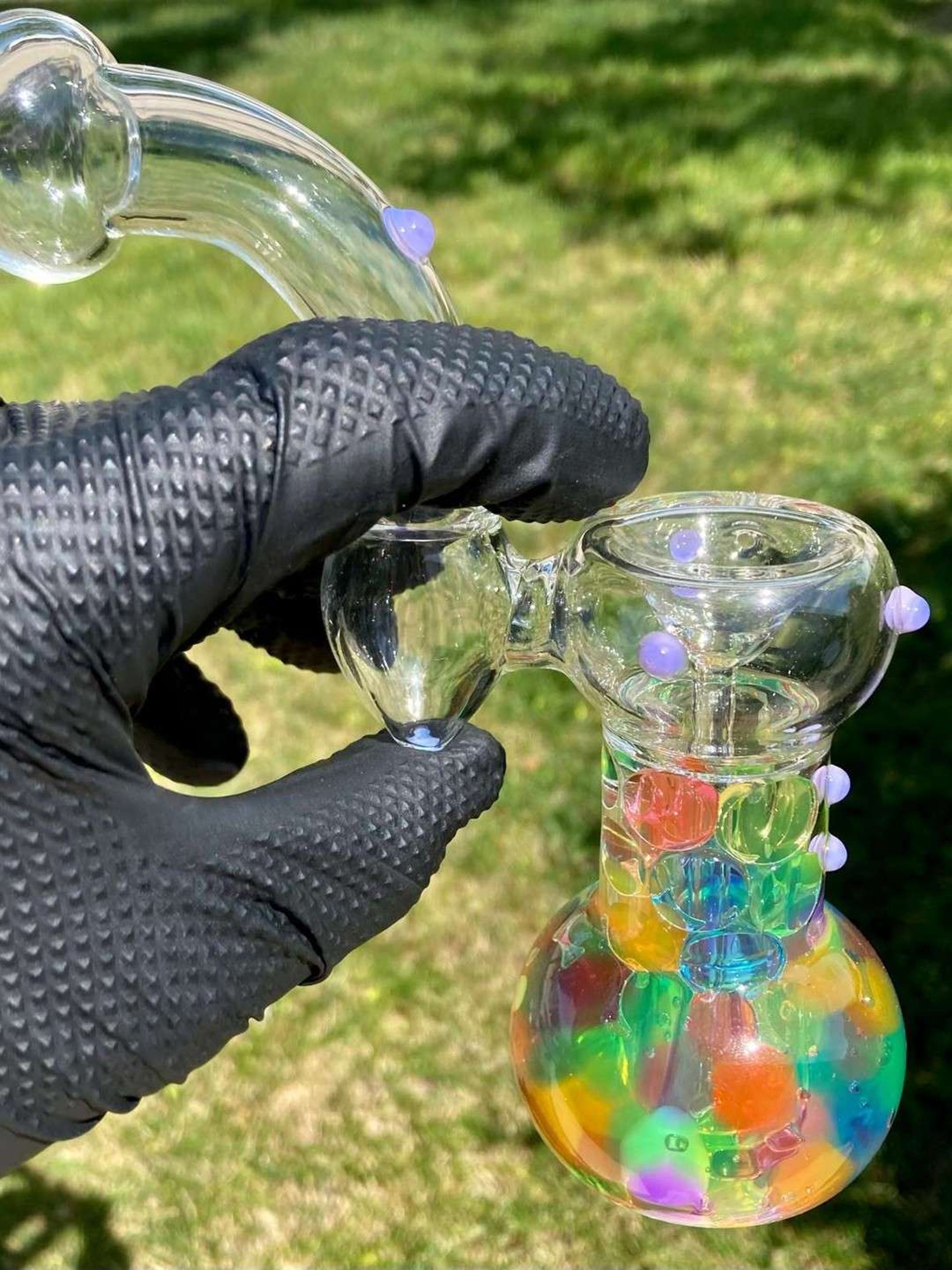 Preview pic of Rainbow Design Color Filled Clear Sherlock Holmes Bubbler