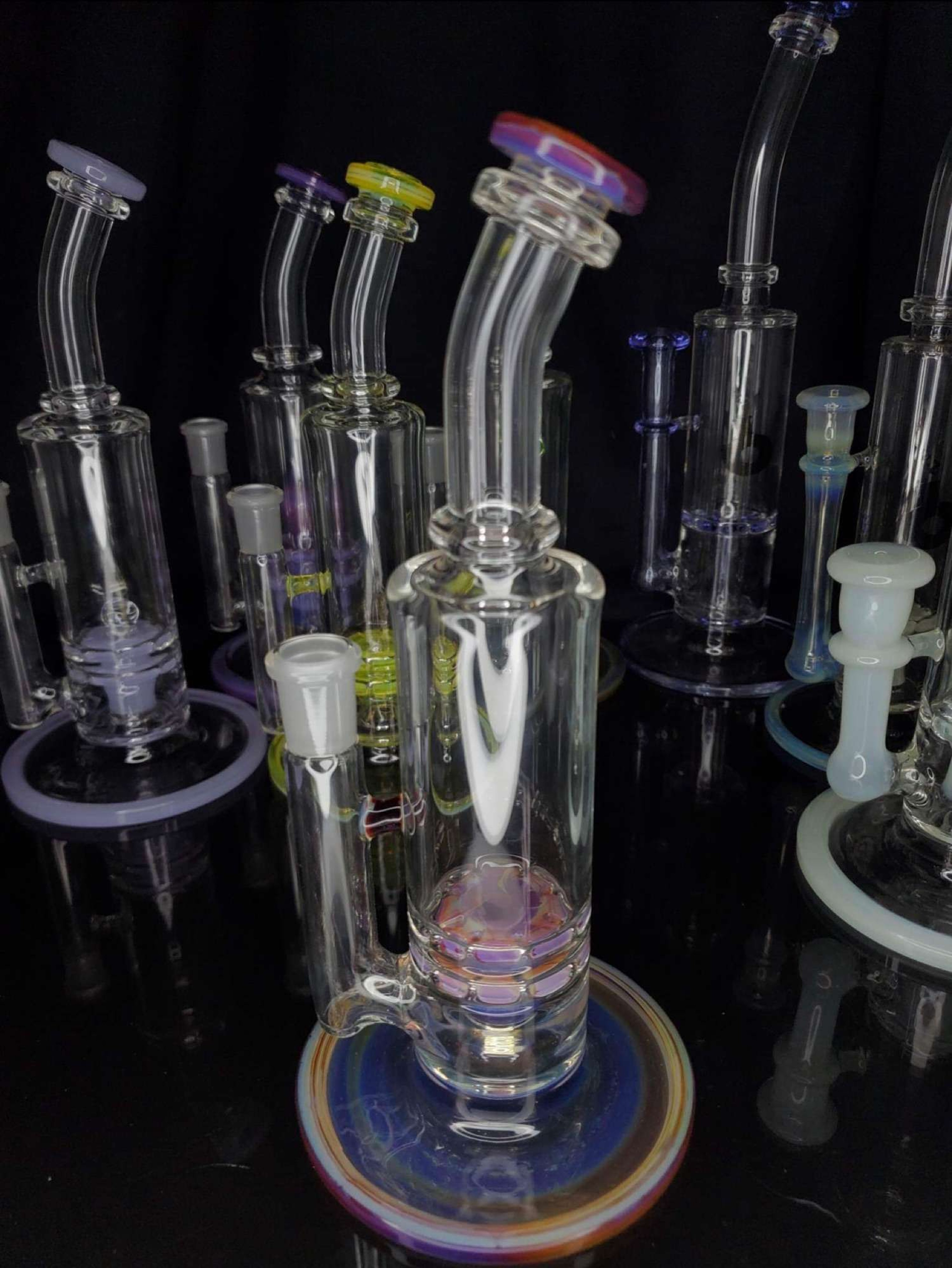 amber purple double ratchet perc rig image 0