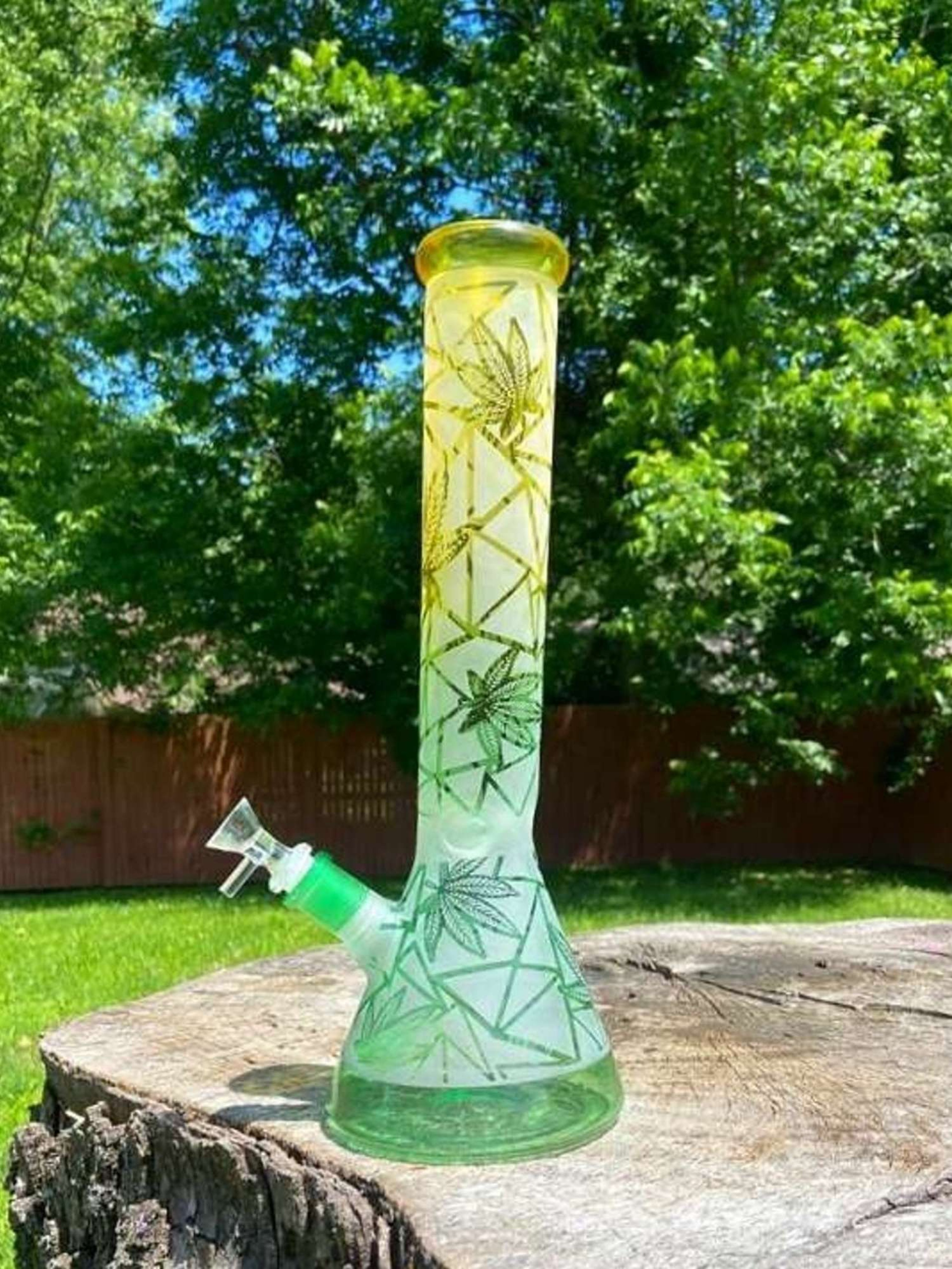 13" Thick Leaf Glass Bong Rig image 0