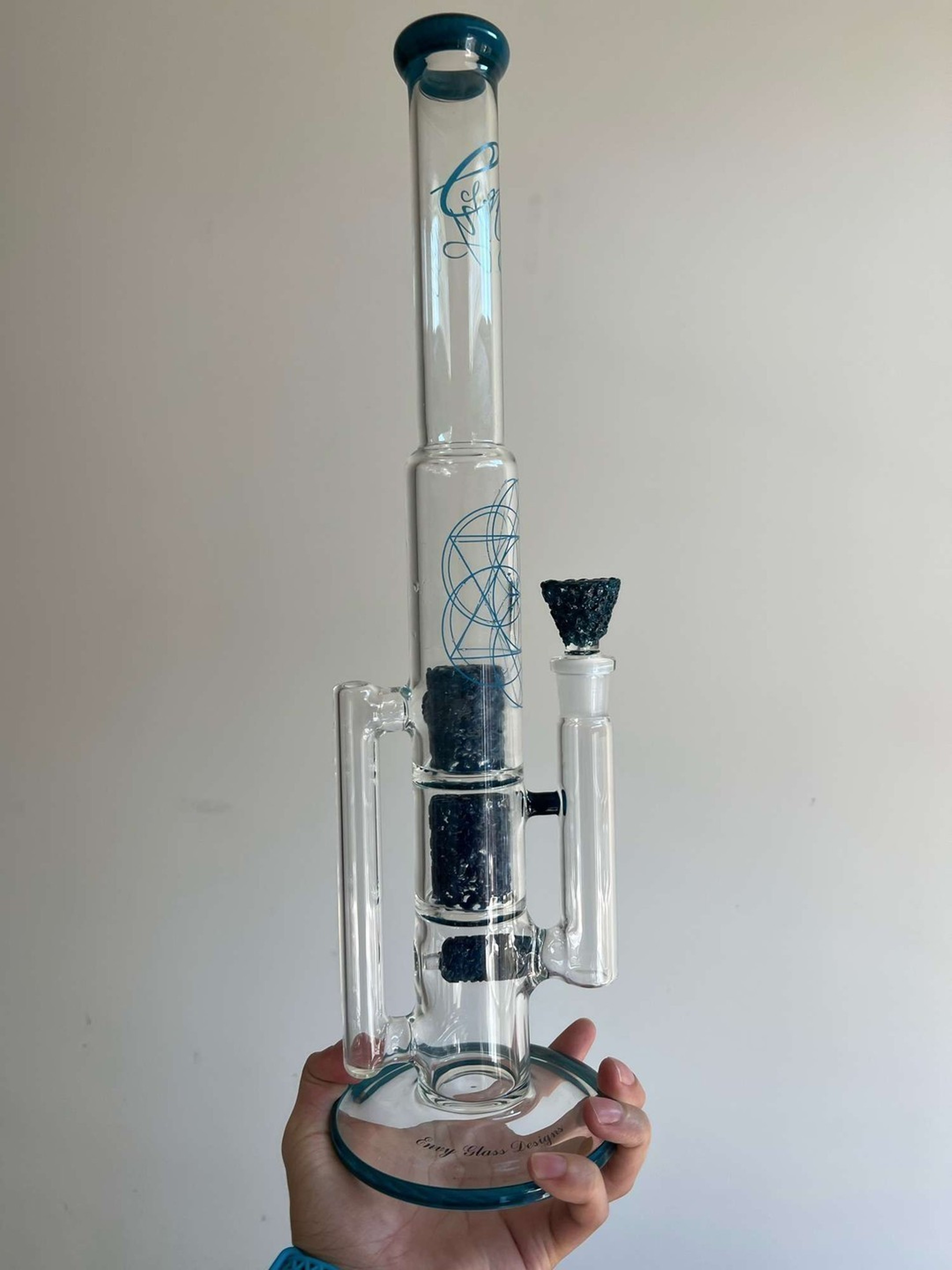FA Peacock Envy Glass CUSTOM Dual Pop-Rocks Treecycler 18mm image 0