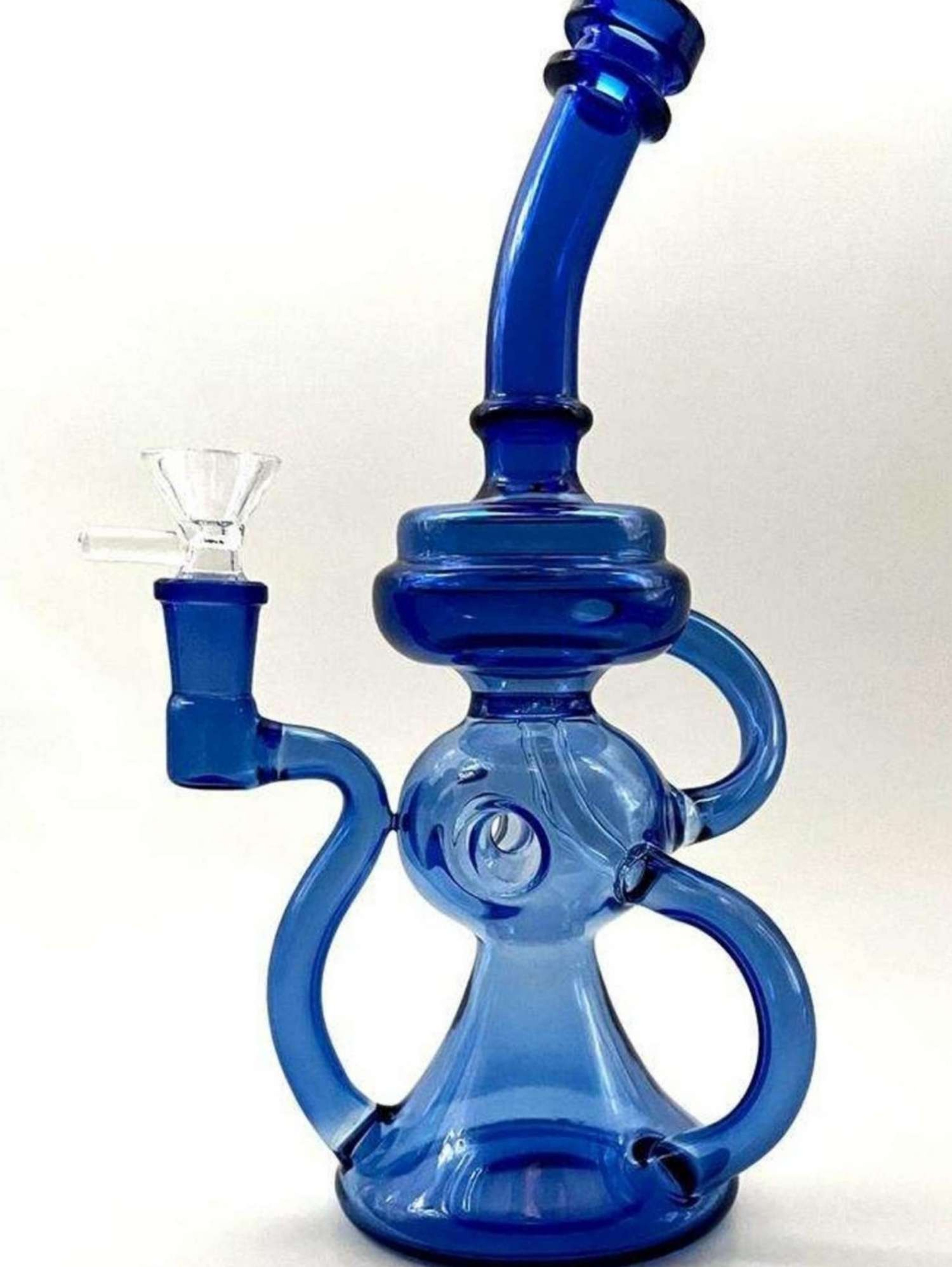 10" Blue Glass Recycler Bong Rig image 0